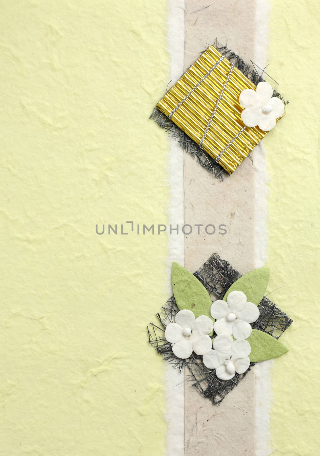papercraft flower in yellow background by piyato