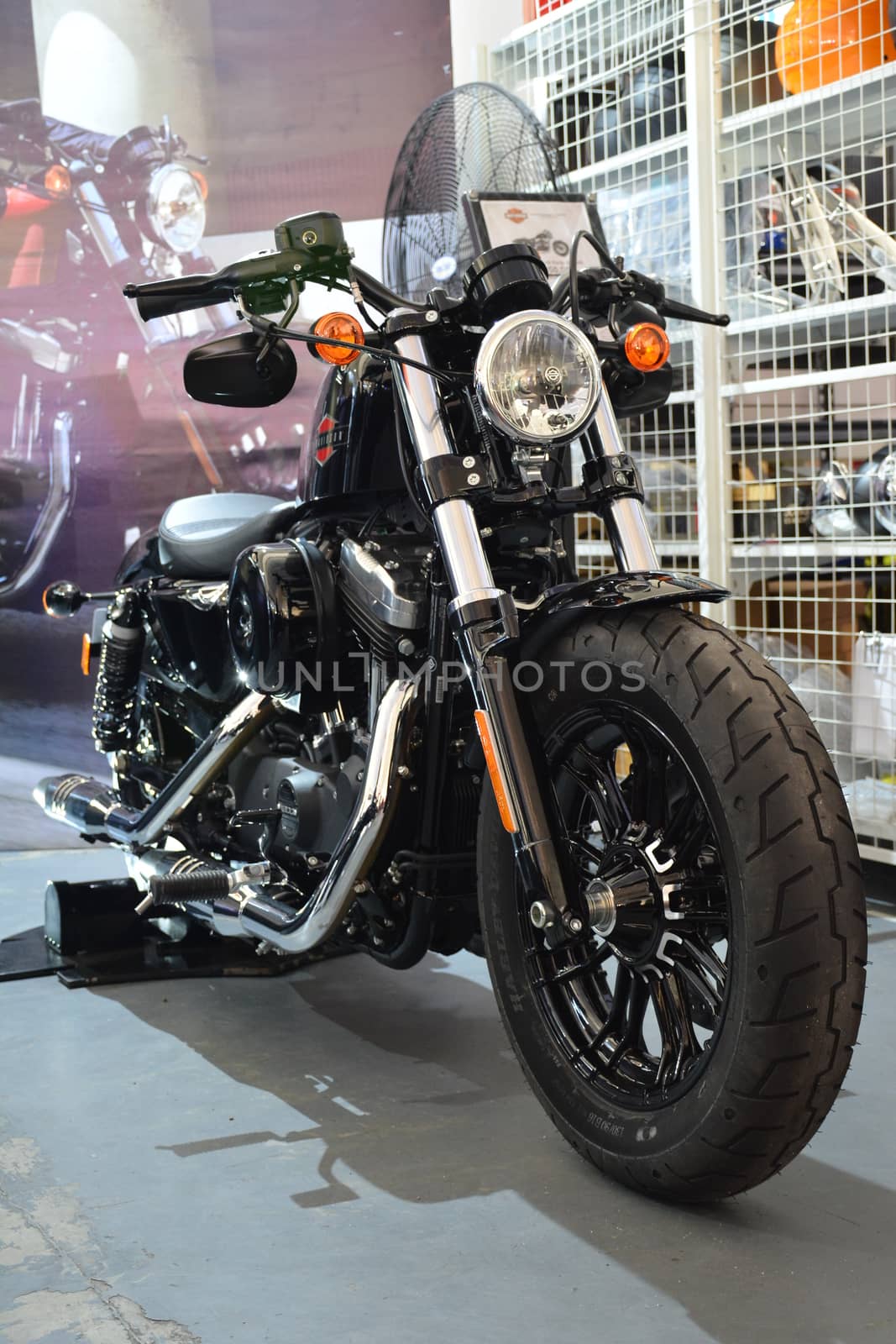 PASIG, PH - MAR. 7: Harley Davidson 2020 Sportster Forty-Eight motorcycle at 2nd Ride Ph on March 7, 2020 in Pasig, Philippines. Ride Ph is a motorcycle exhibit in the Philippines.