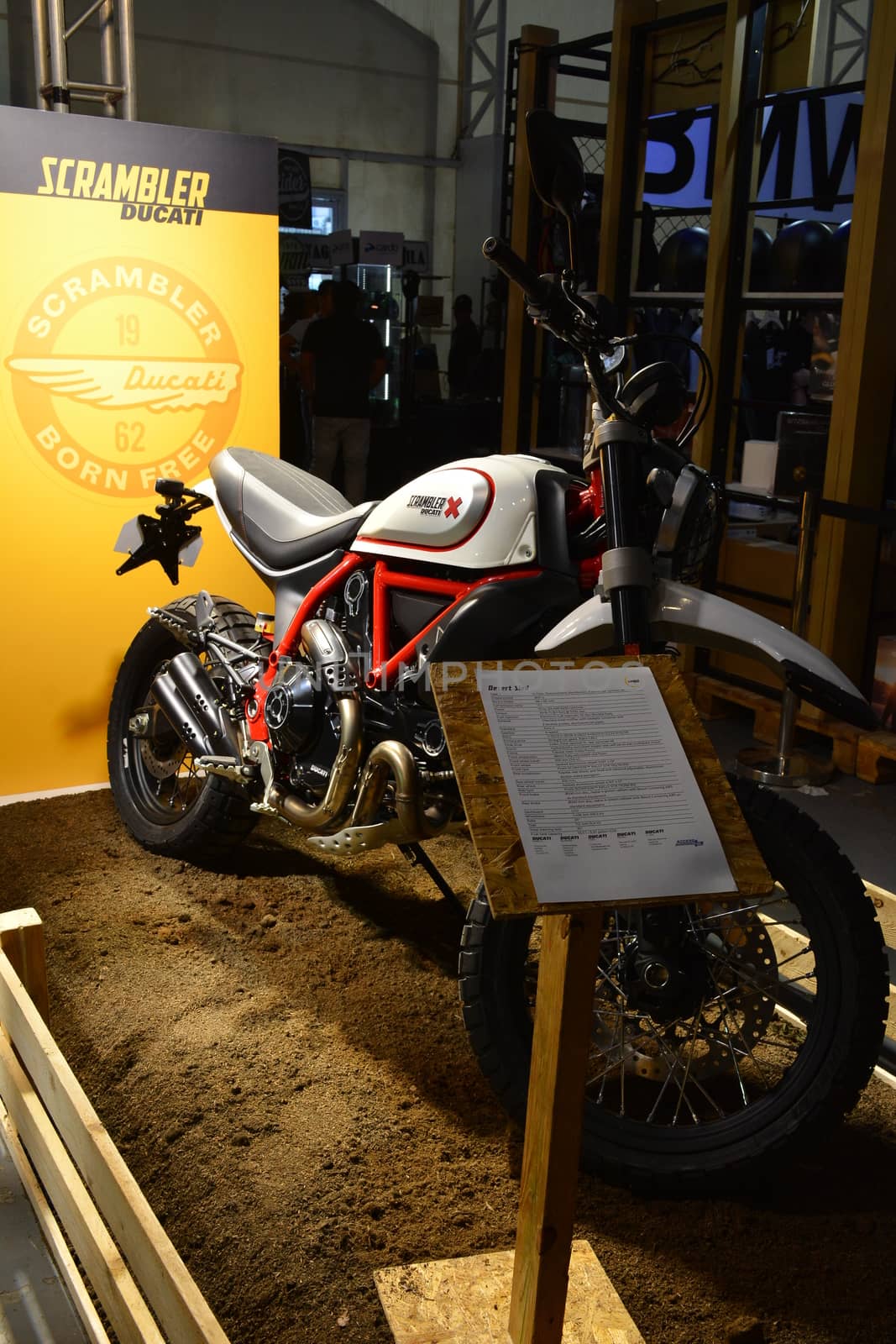 PASIG, PH - MAR. 7: Ducati scrambler motorcycle at 2nd Ride Ph on March 7, 2020 in Pasig, Philippines. Ride Ph is a motorcycle exhibit in the Philippines.