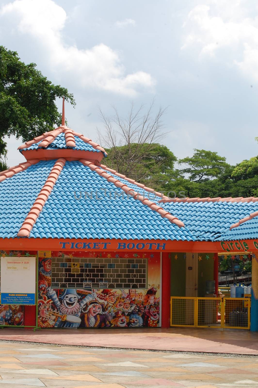 QUEZON CITY, PH-OCT 4: Quezon Memorial Circle of Fun booth facade on October 4, 2015 in Quezon City, Philippines. The Quezon Memorial Circle is a national park and shrine located in Philippines.