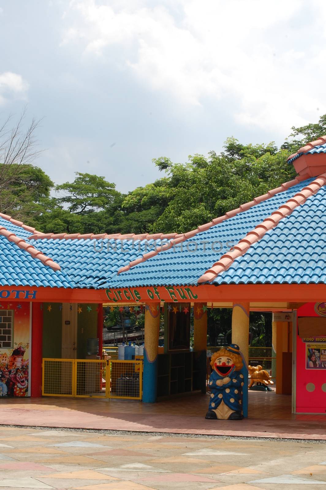 QUEZON CITY, PH-OCT 4: Quezon Memorial Circle of Fun booth facade on October 4, 2015 in Quezon City, Philippines. The Quezon Memorial Circle is a national park and shrine located in Philippines.