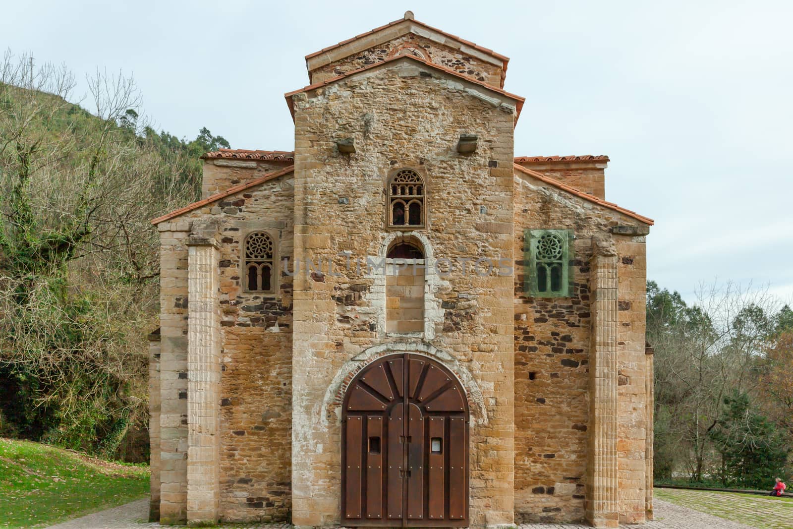 Oviedo, Spain - 11 December 2018: Church of San Miguel de Lillo