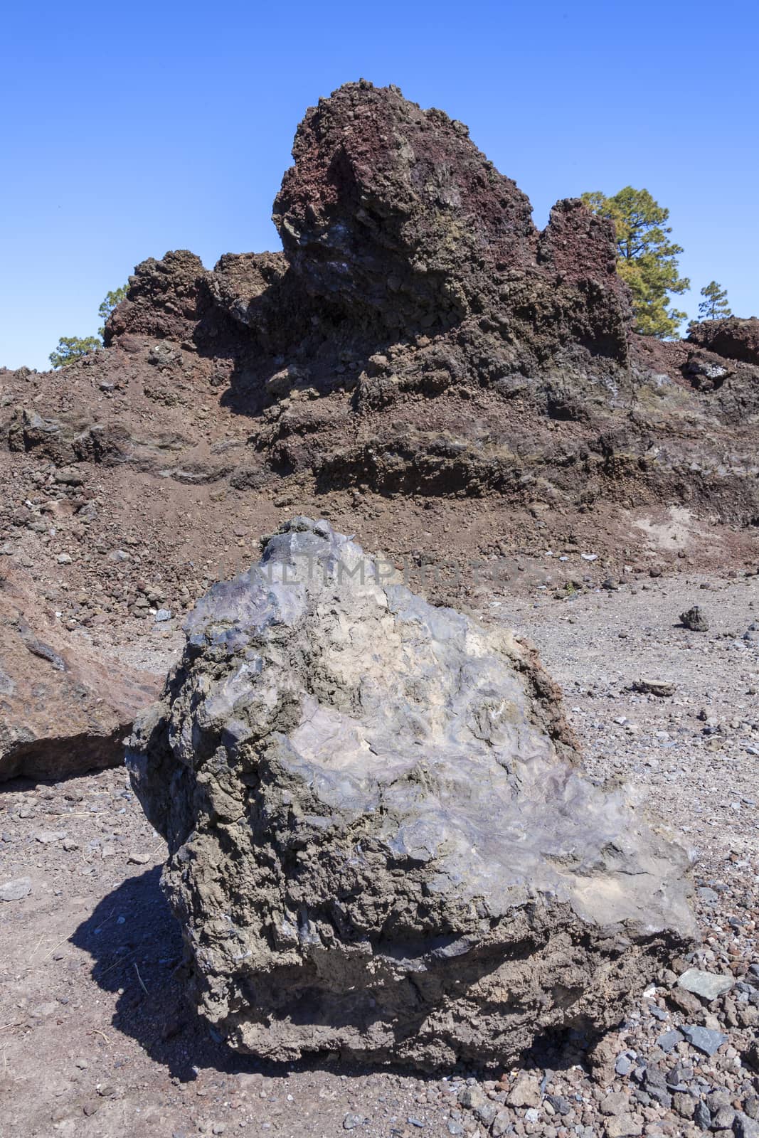 Boulder rock in the volcanic crater of Mount Teide Tenerife  by ant