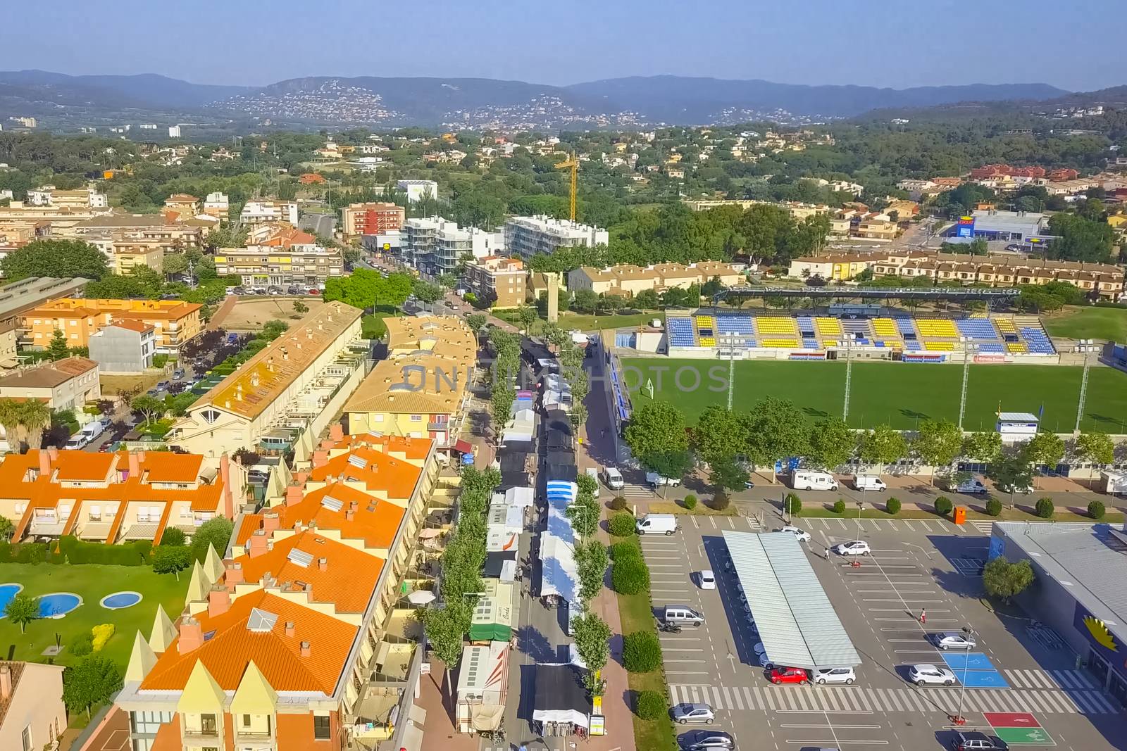 Accommodation in Spain, country resorts and recreation, view from above on the houses.