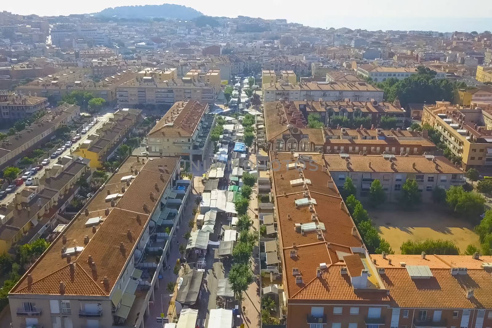 Accommodation in Spain, country resorts and recreation, view from above on the houses.