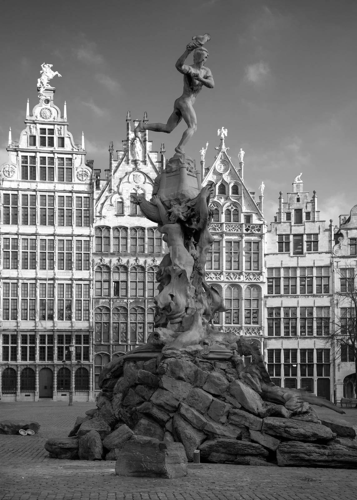 Old buildings around the Grote Market, one of the famous places in Antwerp, Belgium 