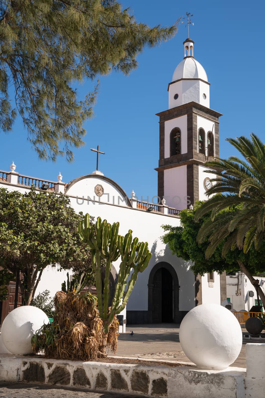 Outdoor image of an old church, Iglesia de San Gines of Arrecife, Lanzarote, Spain