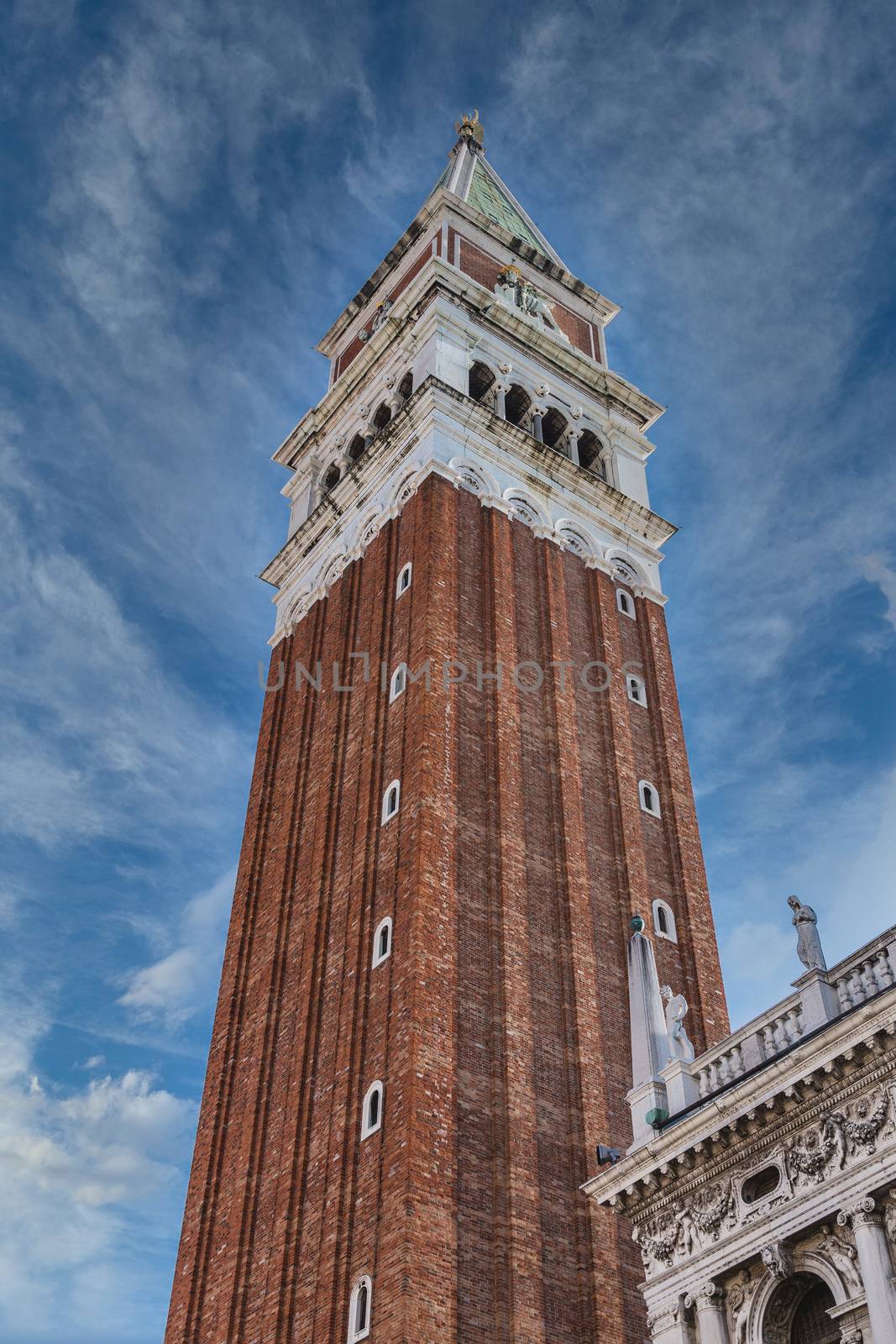 View of the Famous Bell Tower in Saint Mark's Square from Below