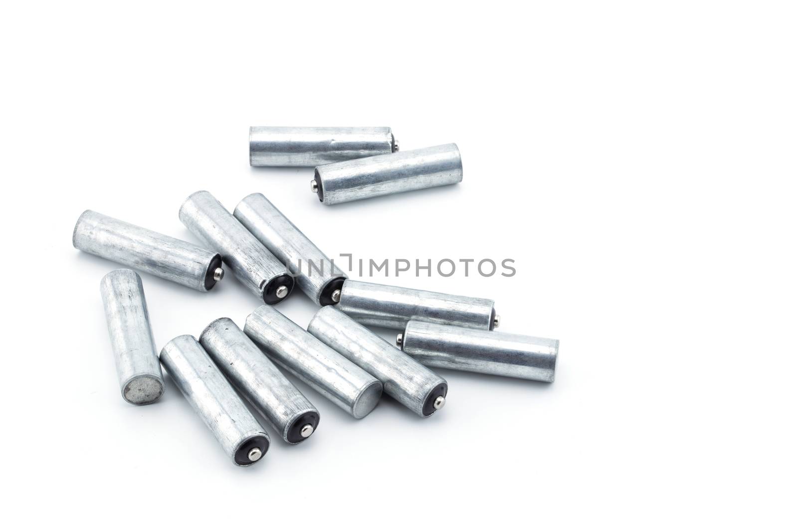 Closeup of pile of used alkaline batteries. Alkaline battery aa size Several heap batteries.