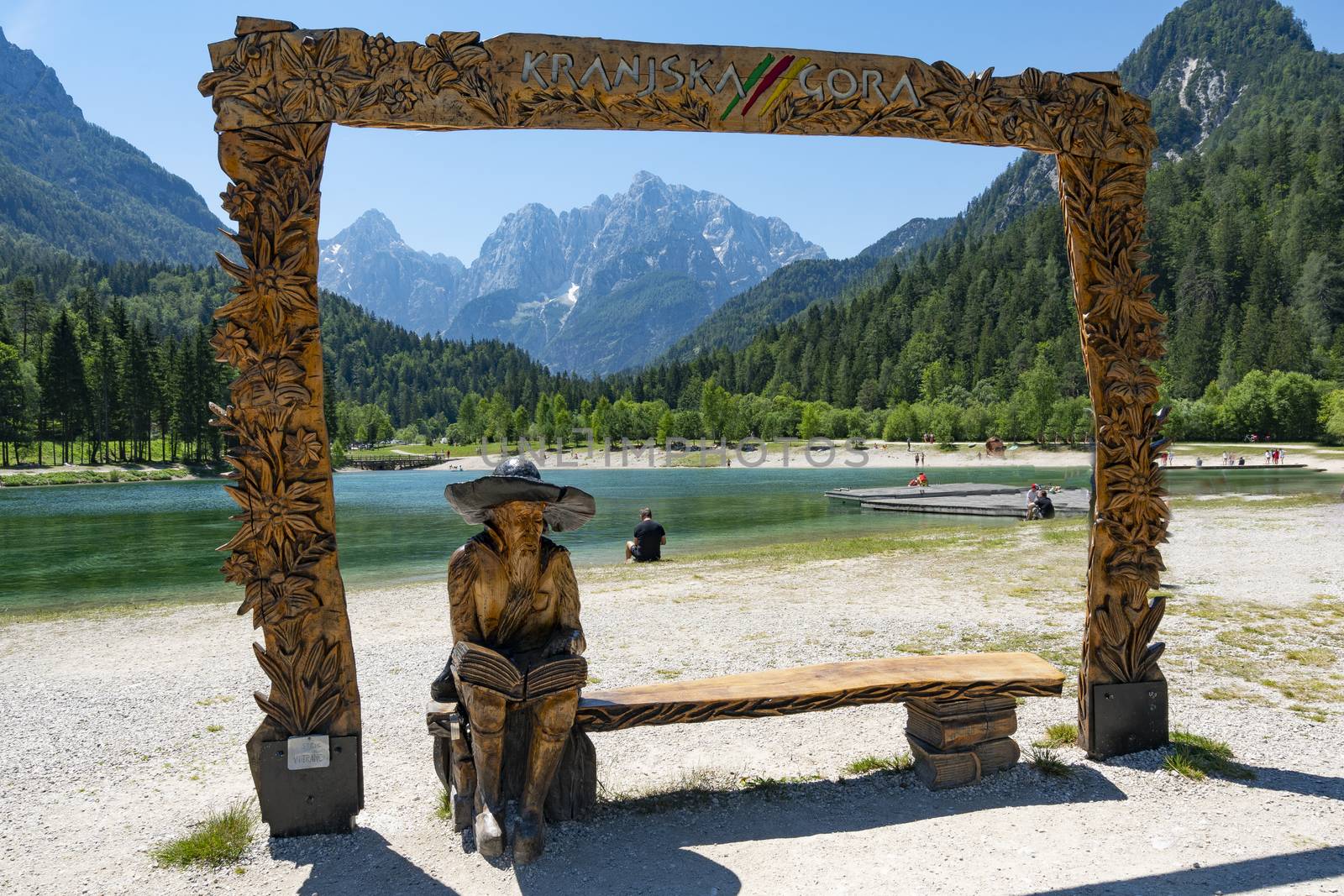 panoramic view of Jasna Lake in the vicinity of Kranjska Gora, Slovenia