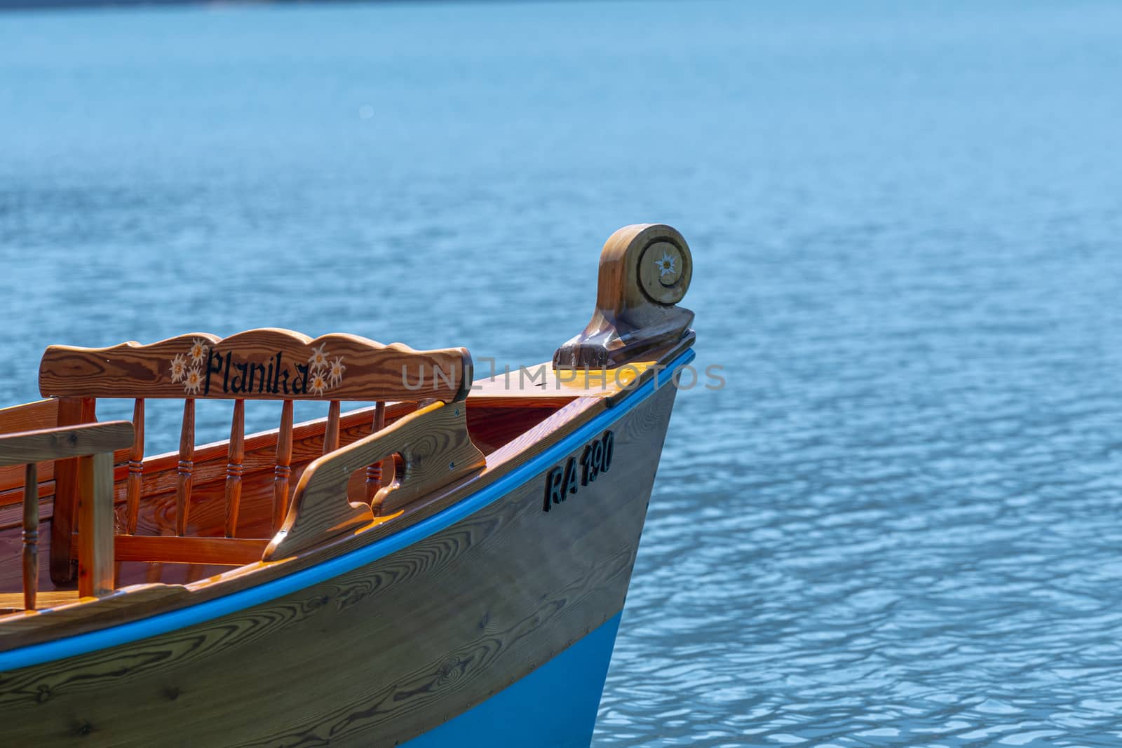 detail of a boat in the water lake