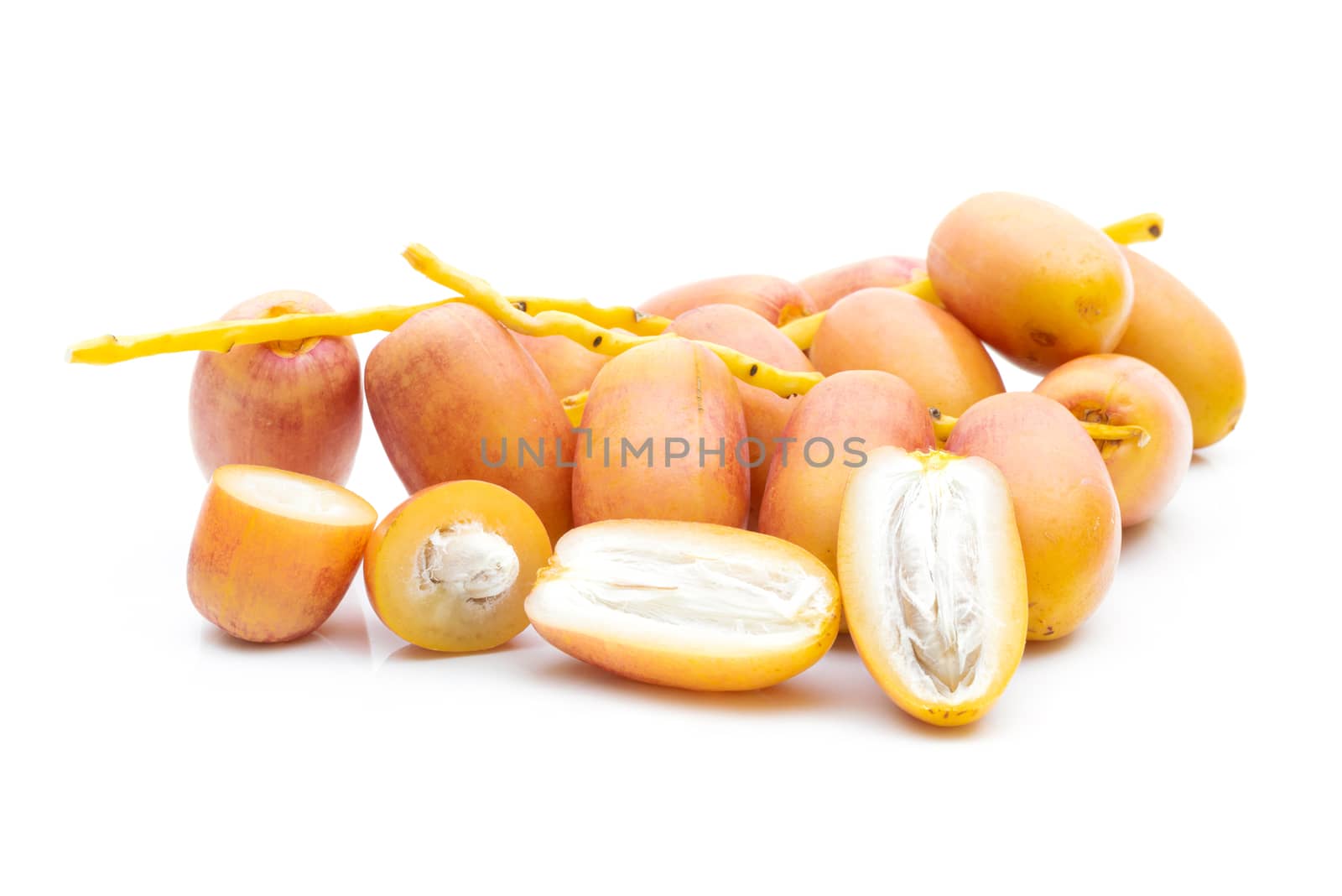 Date palm fresh on white background by sompongtom