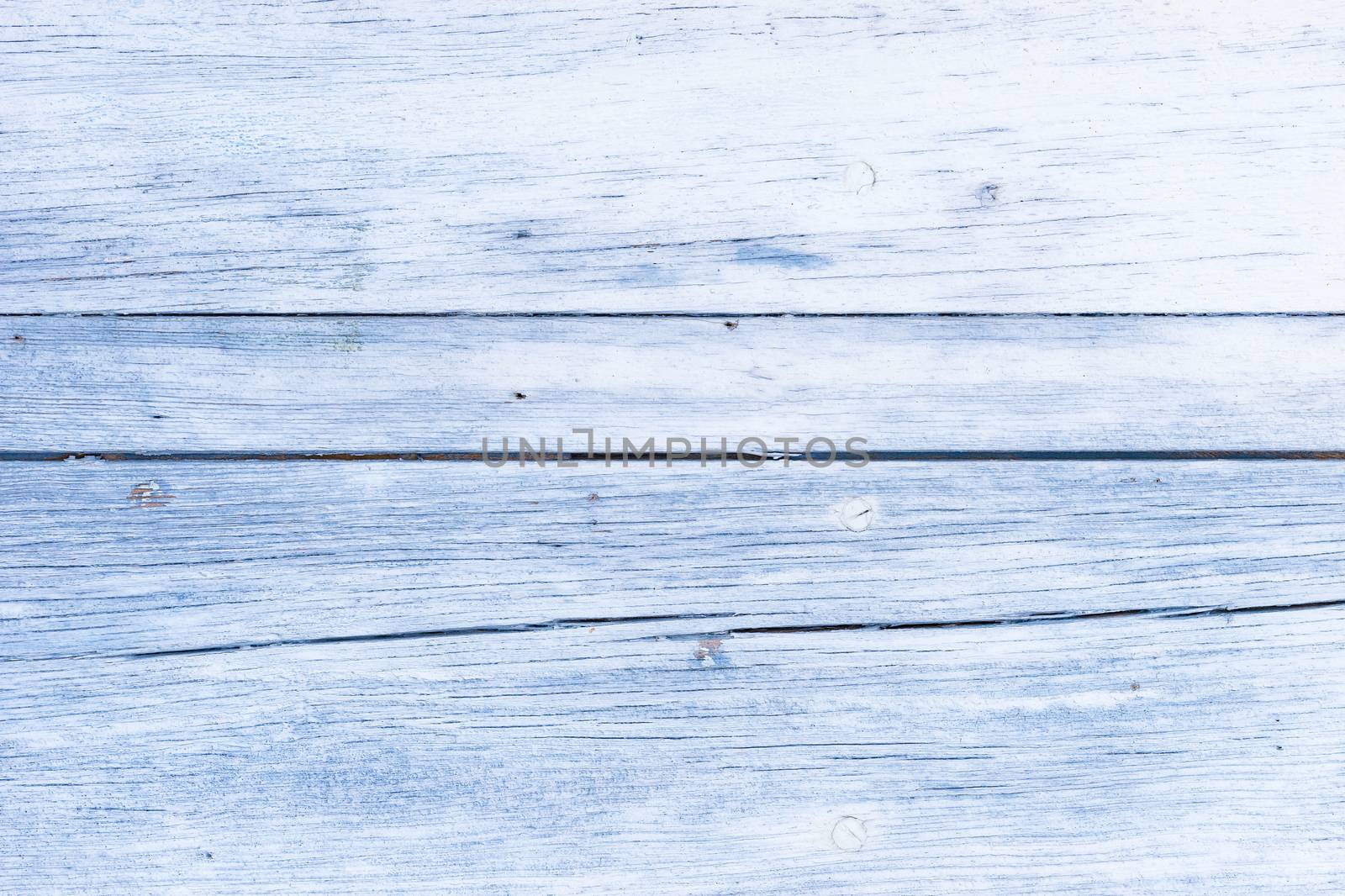 Weathered blue painted wooden planks background texture with copy space