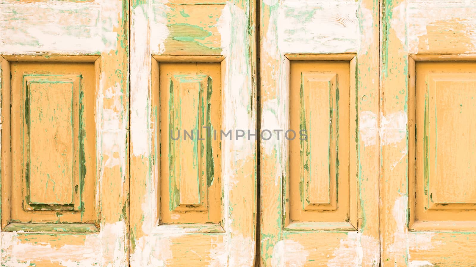Close up of shabby style painted wood
