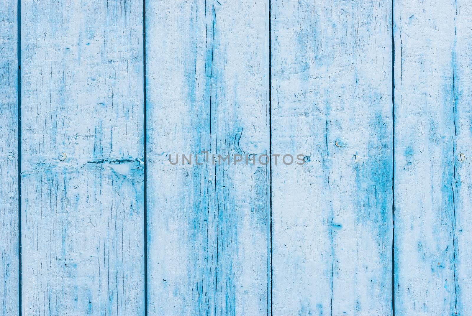 Blue painted wooden planks background texture with copy space