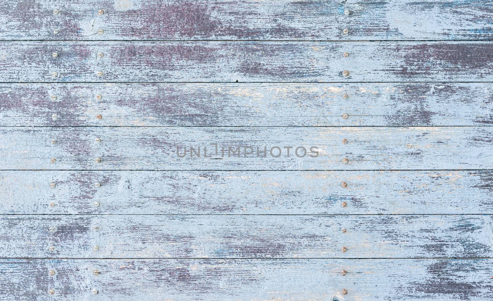 Grunge blue painted wooden planks background texture with copy space