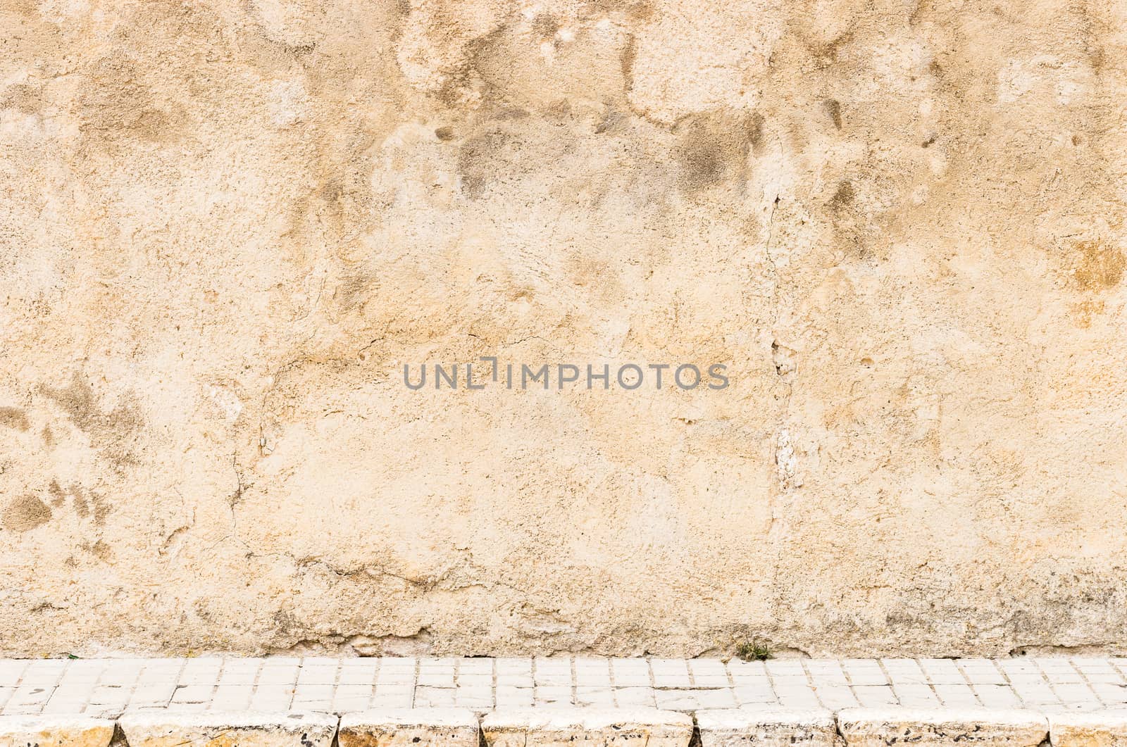 Background scene of vintage wall with sidewalk and copy space