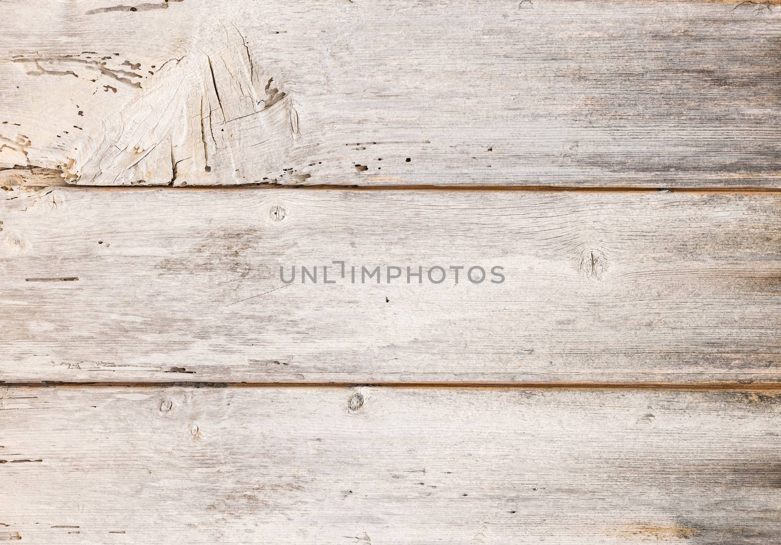 Old white painted wood for background texture, top view with copy space