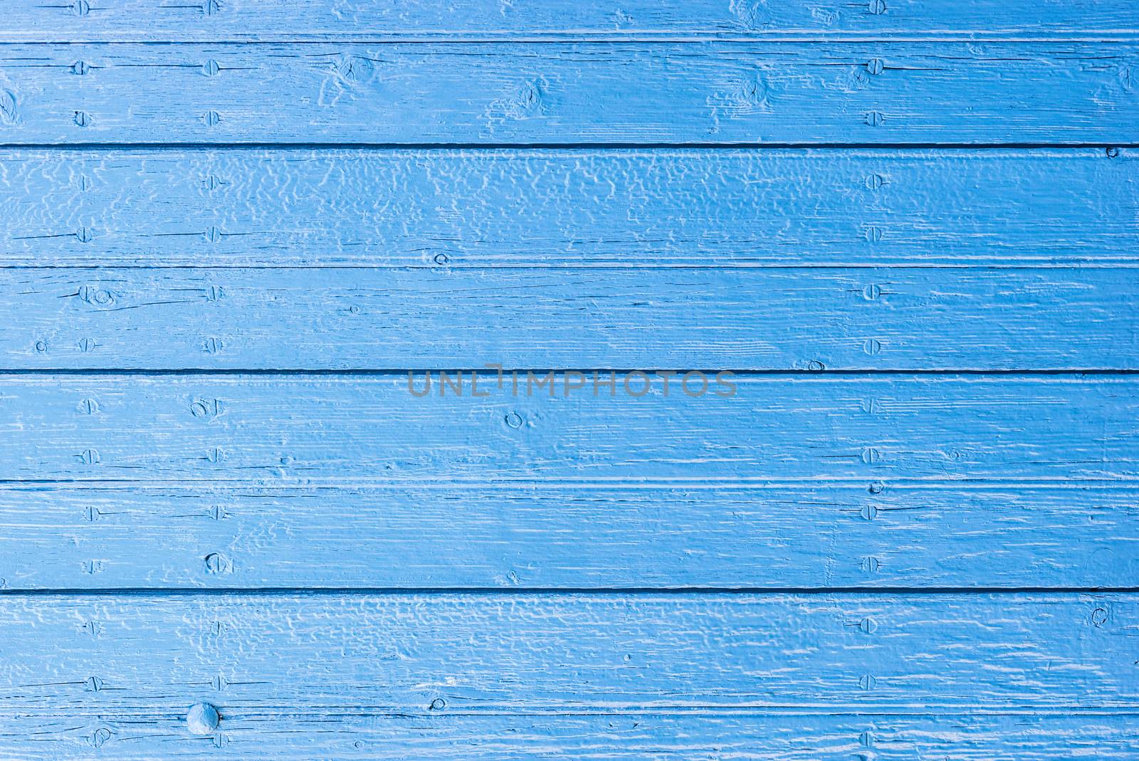 Blue painted wooden planks background texture with copy space