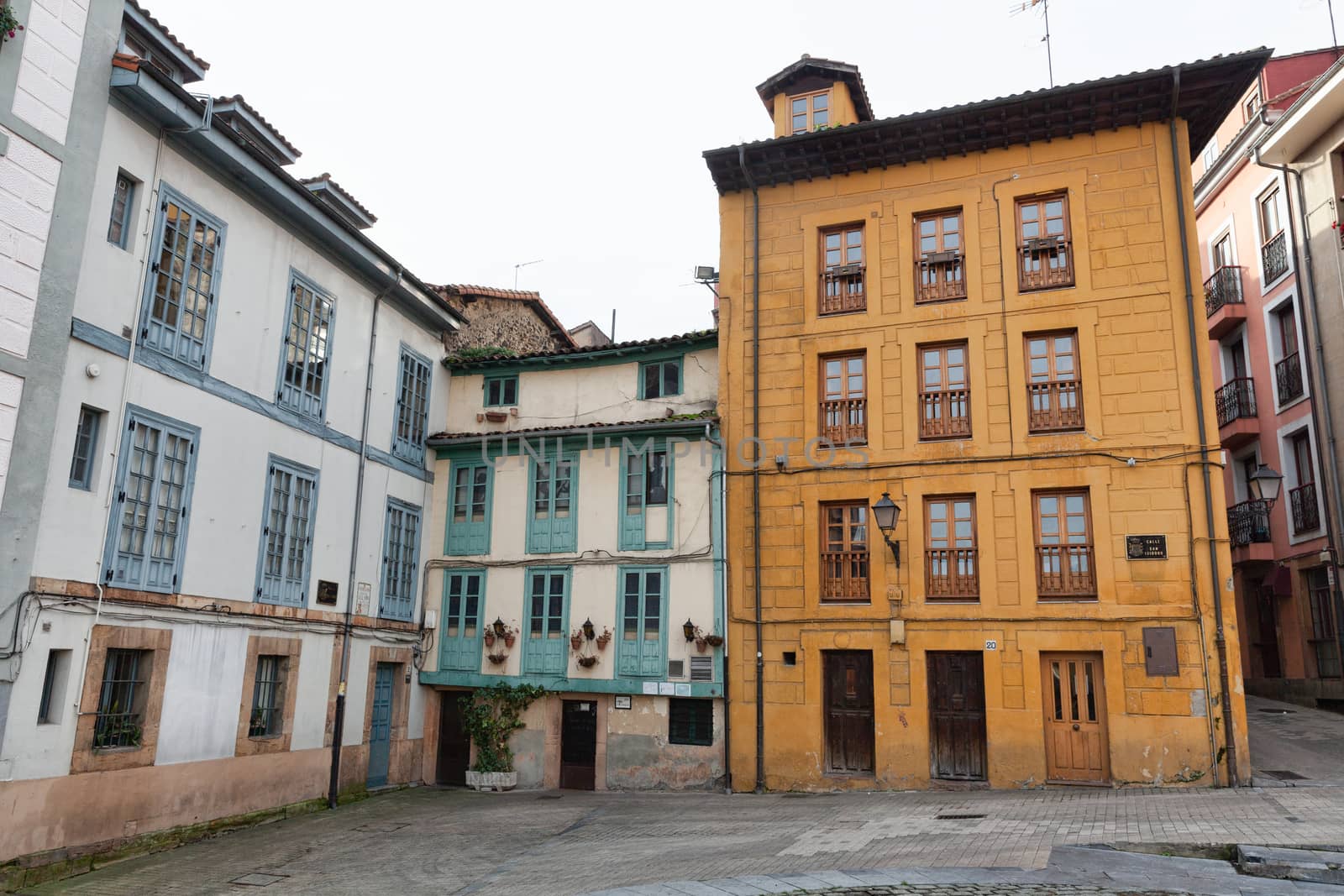 Oviedo, Spain - 11 December 2018: Plaza del Paraguas and San Isidoro street