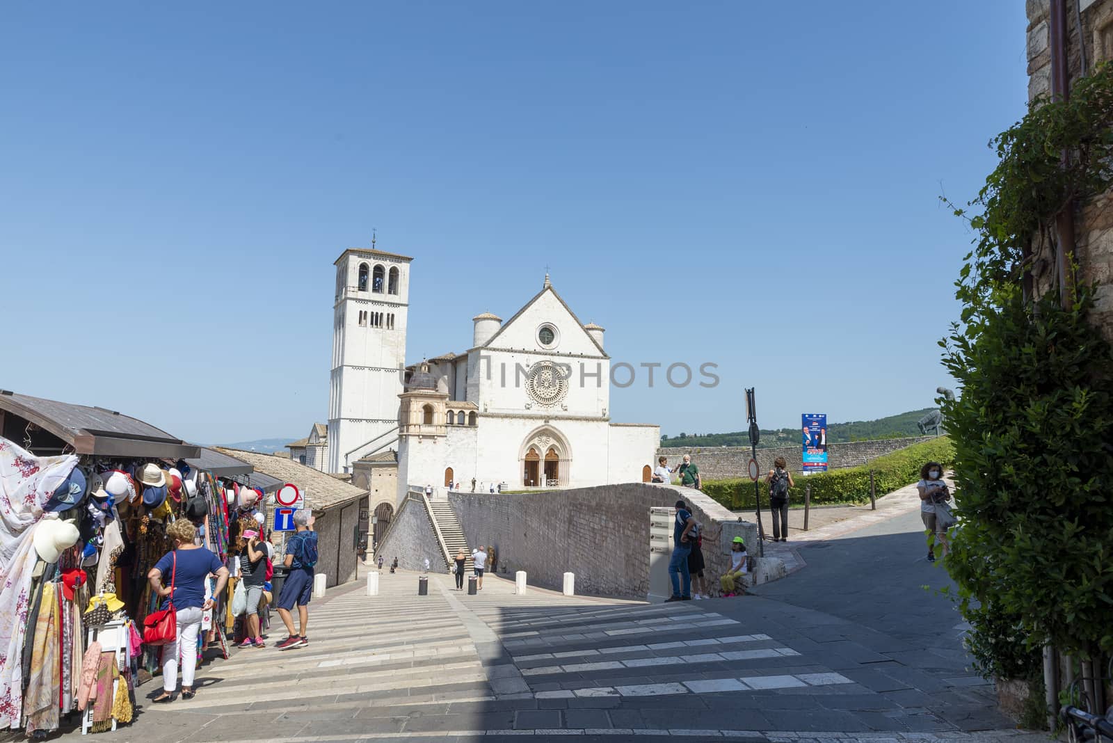 assisi,italy july 11 2020 :basilica of san francesco of assisi