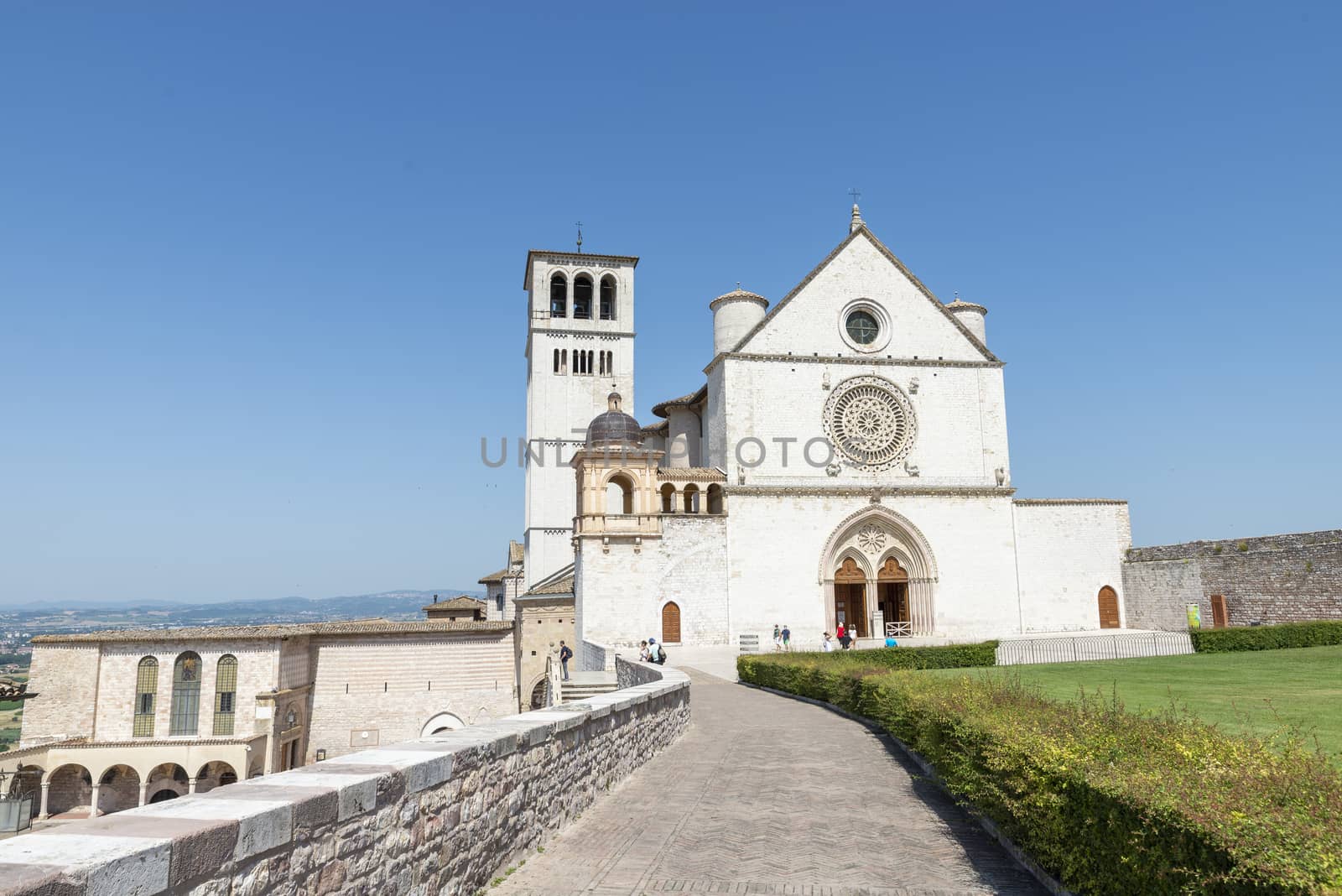 assisi,italy july 11 2020 :basilica of san francesco of assisi