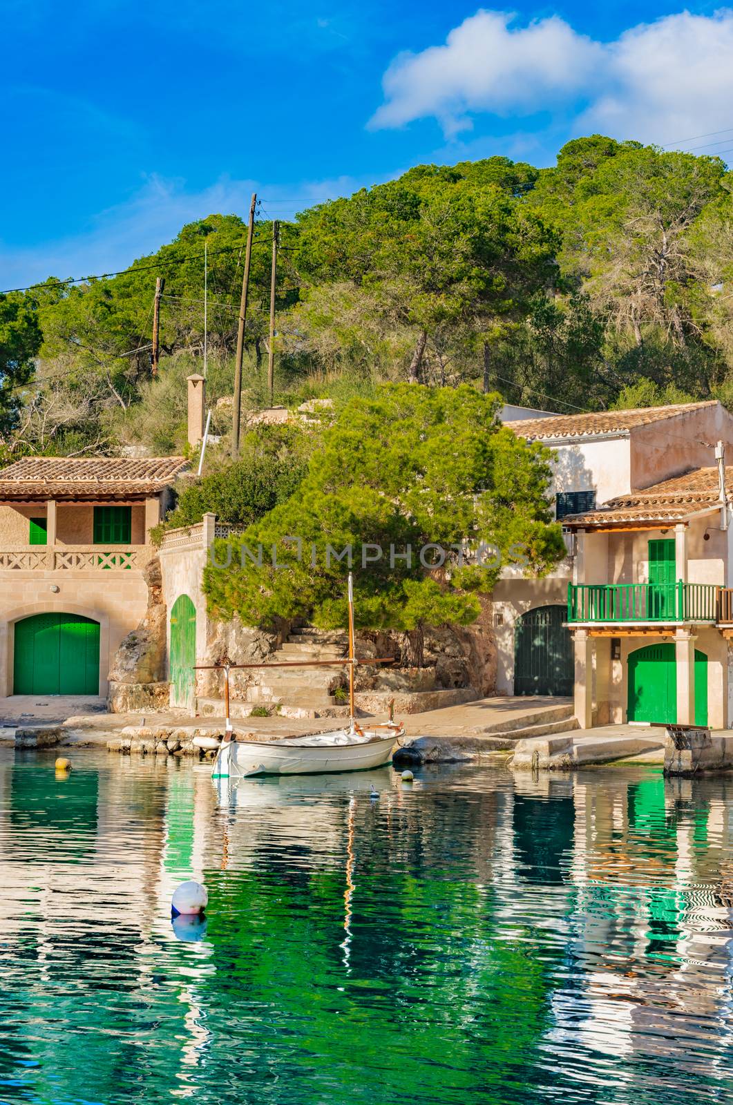 Idyllic old fishing village Cala Figuera at Santanyi, Majorca Spain Mediterranean Sea