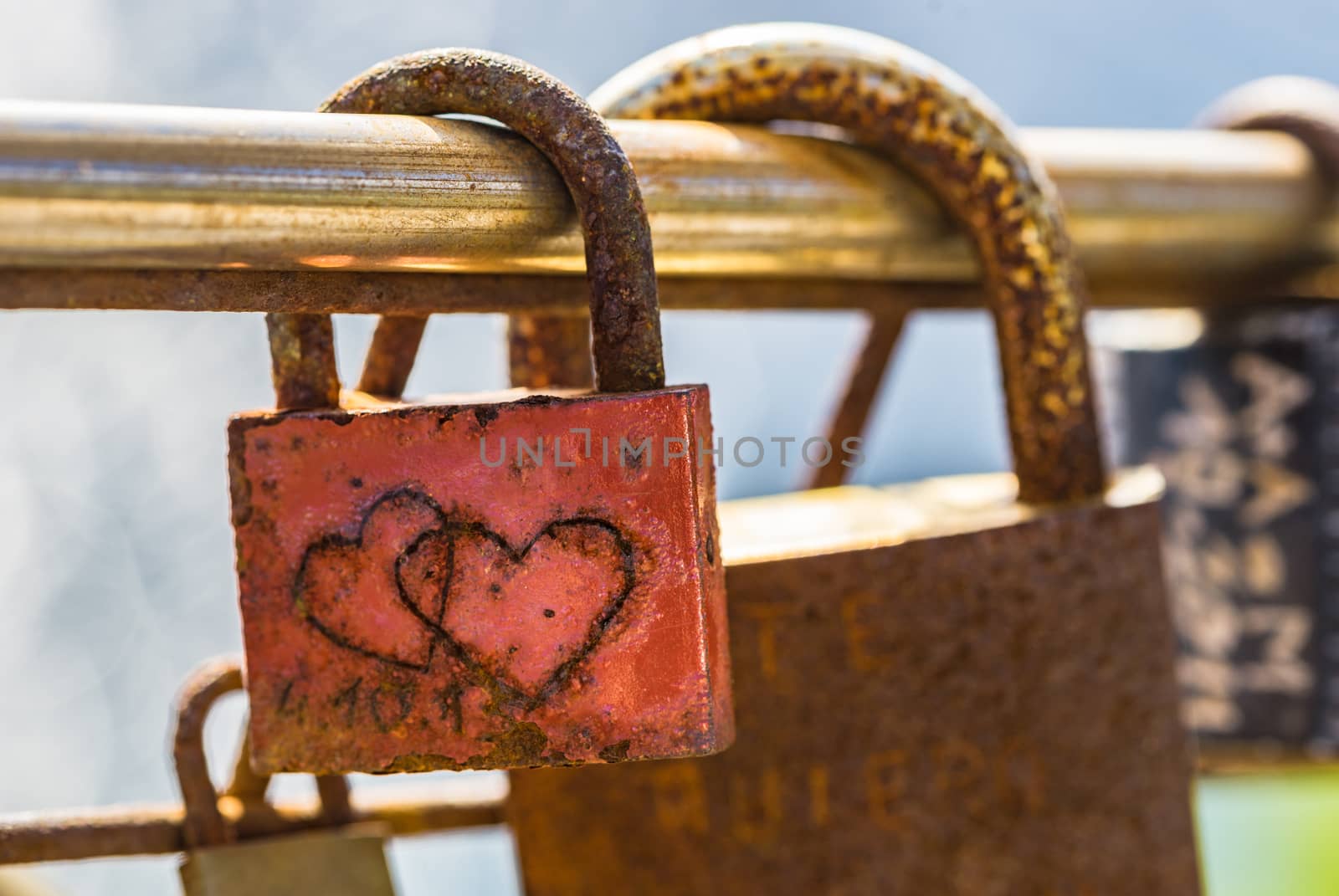 Love locks, romantic symbol for long life in marriage and love 