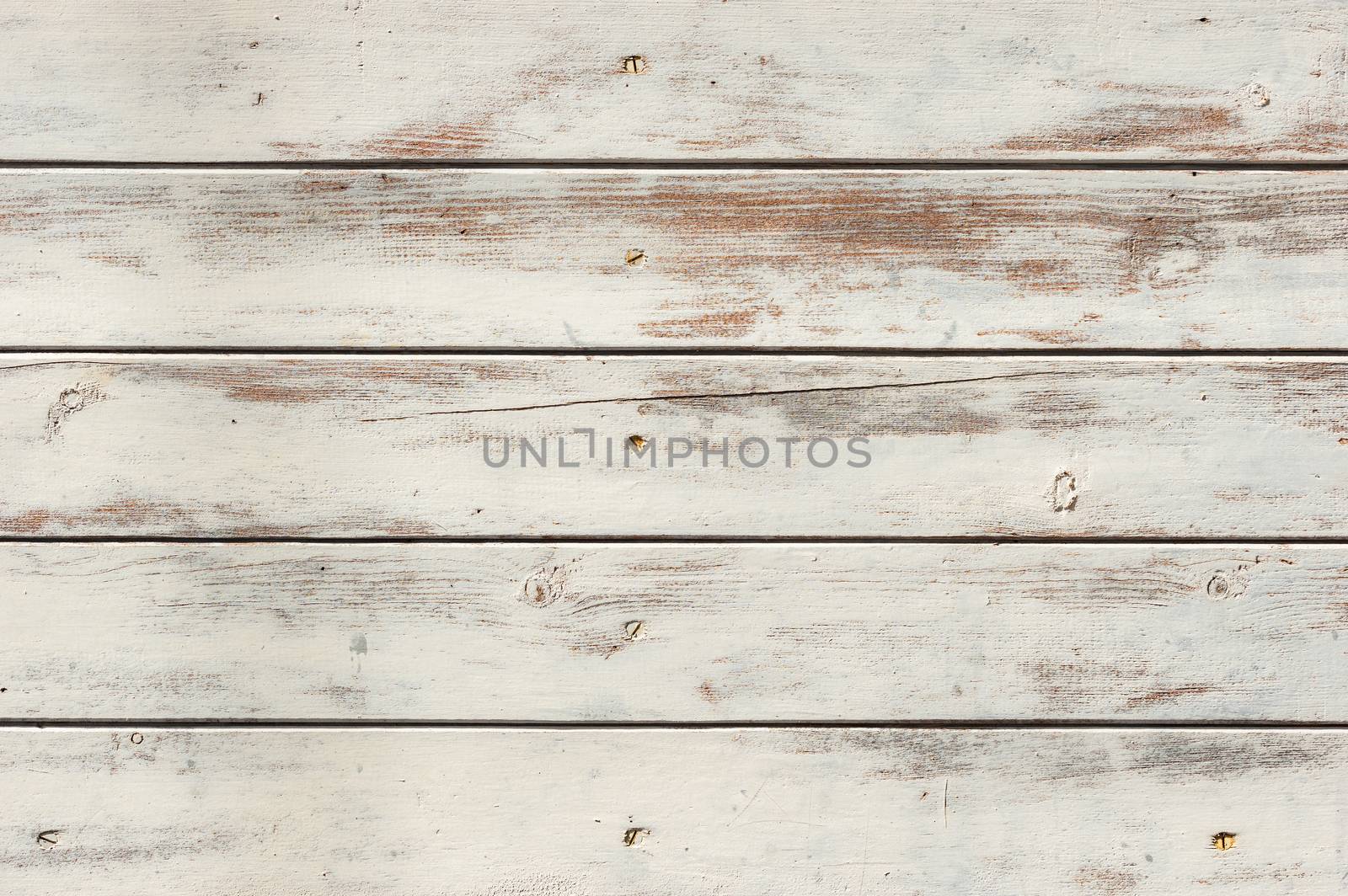 Old white wooden planks for background texture