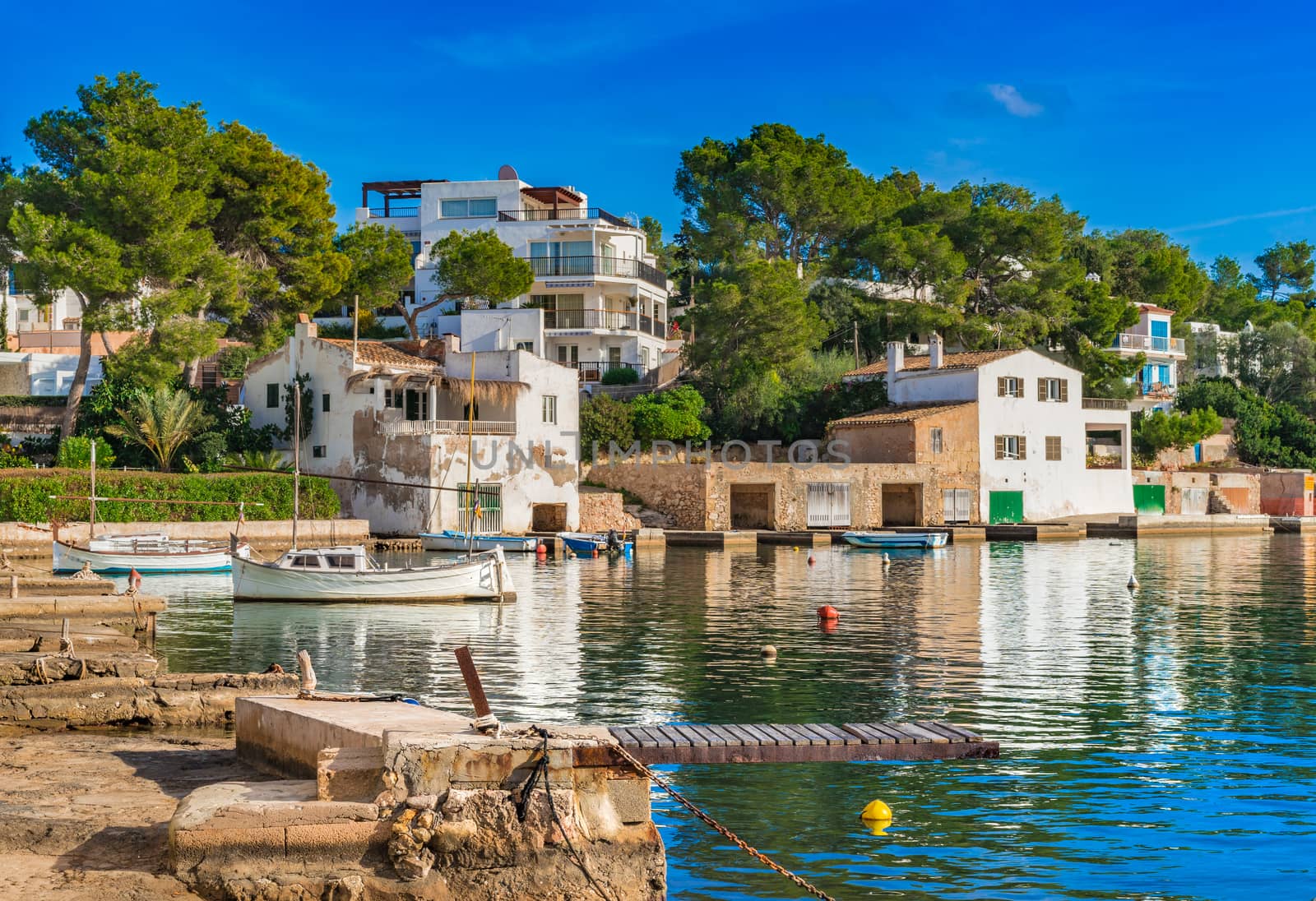 Coast view of Cala Dor harbour on Majorca, Spain Mediterranean Sea
