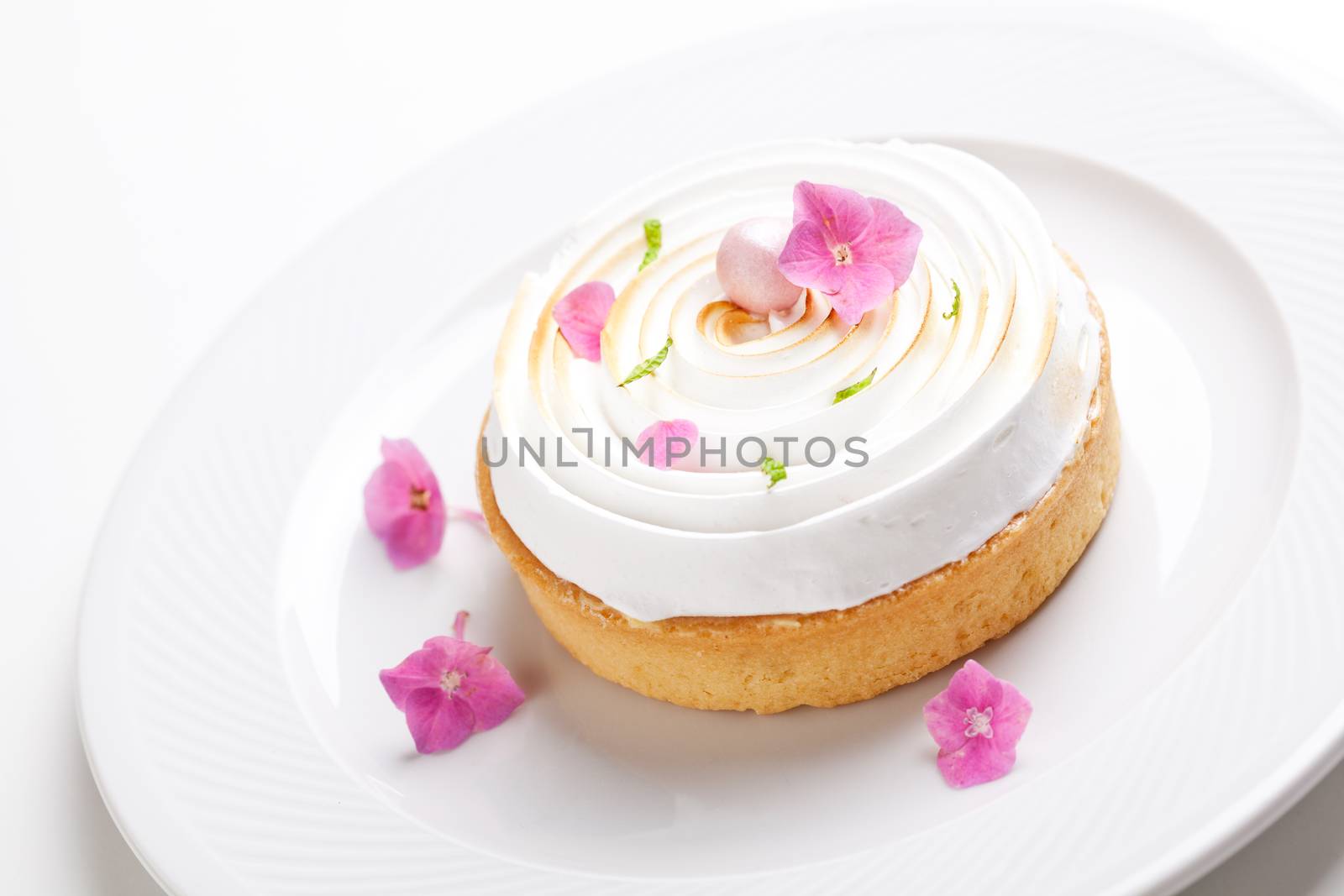 Gourmet Lemon Pie With Edible Flowers by mpessaris