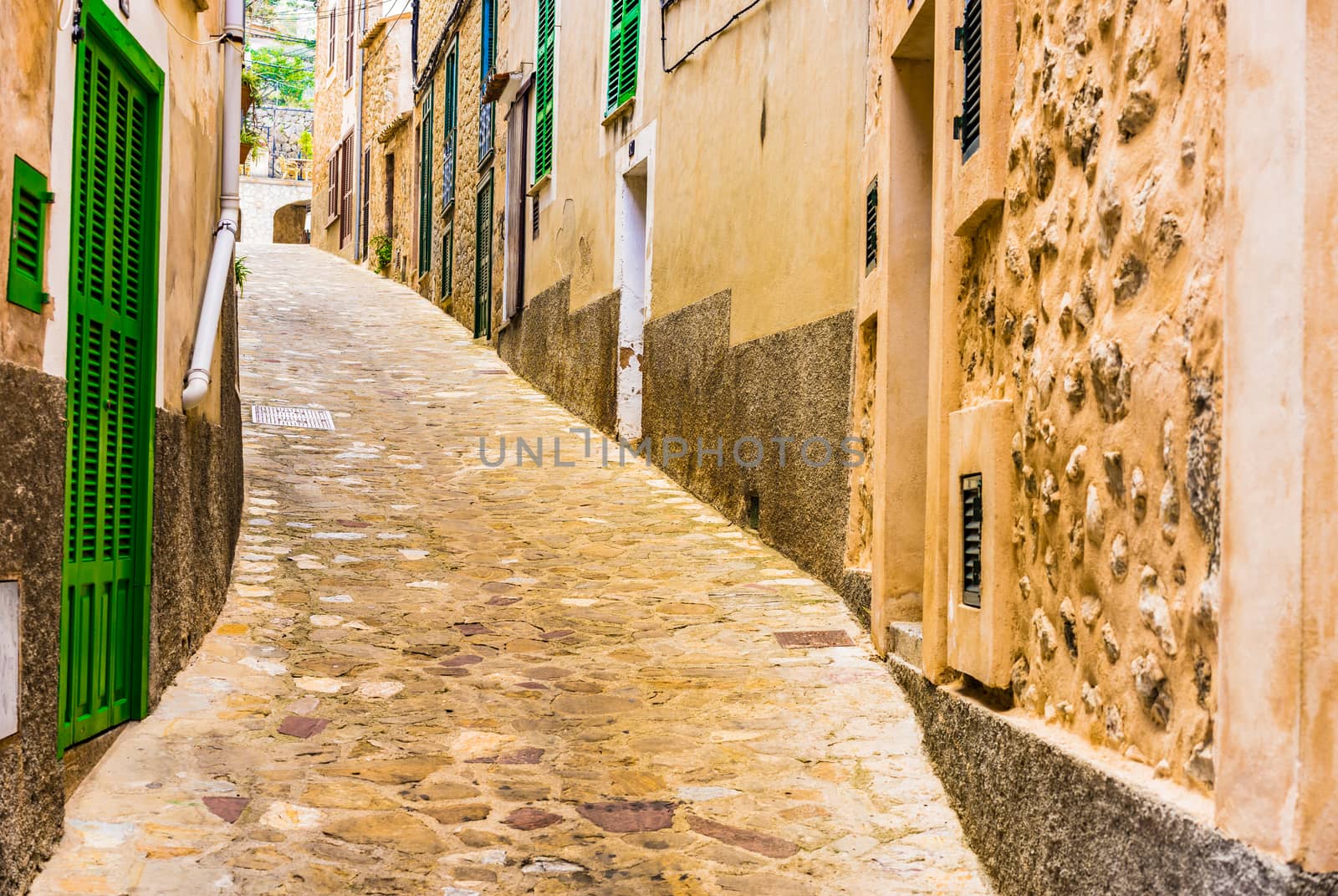 Old mediterranean village with narrow alley way