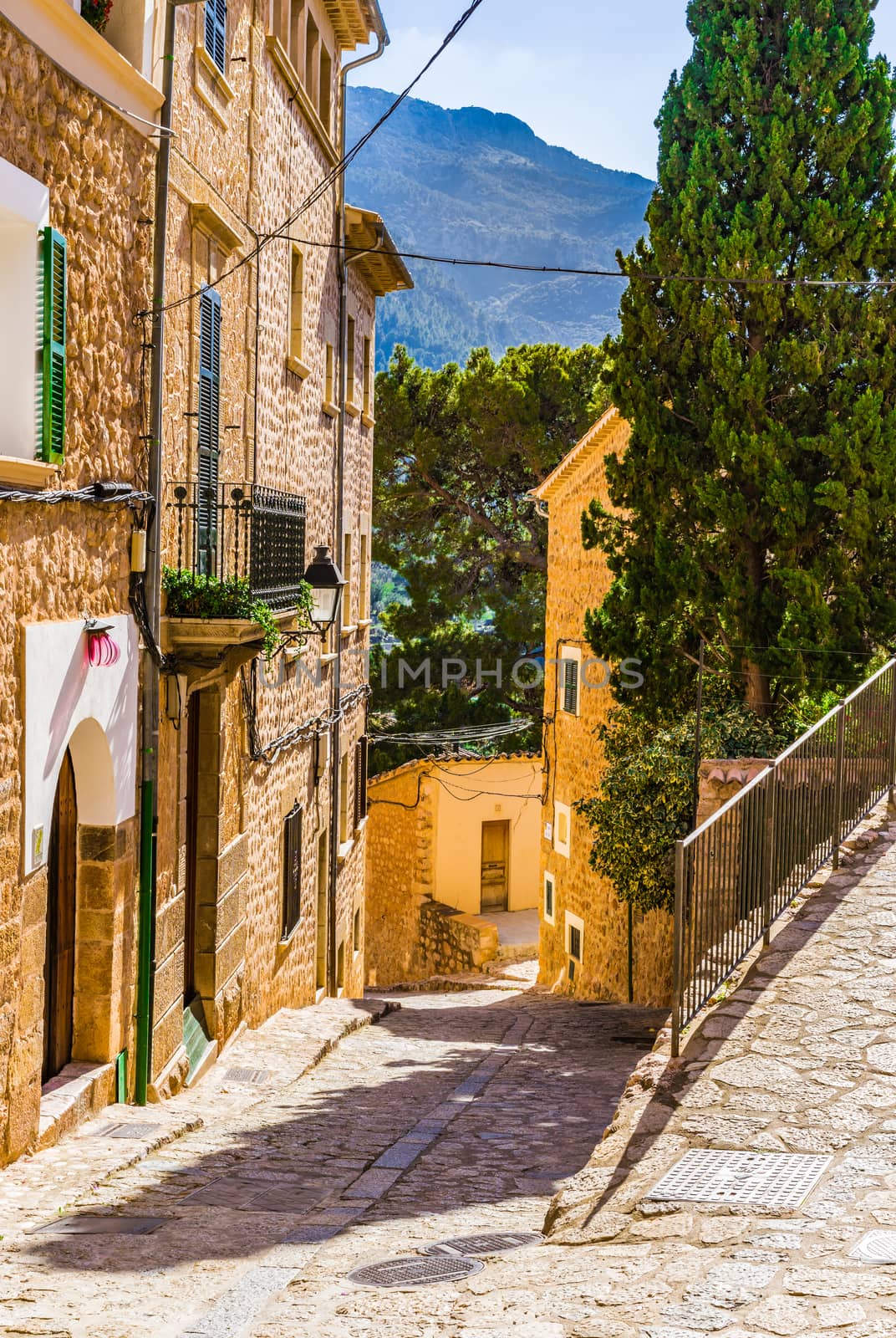 Fornalutx village, famous landmark in the Tramuntana mountains on Mallorca, Spain