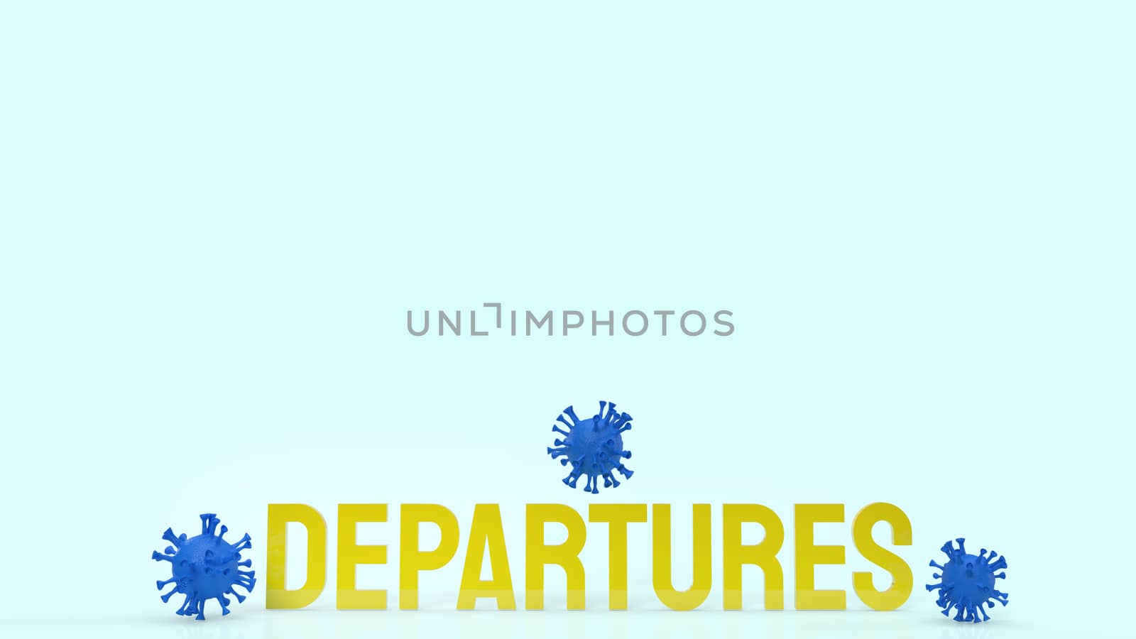 The Departures yellow text and virus 3d rendering.

