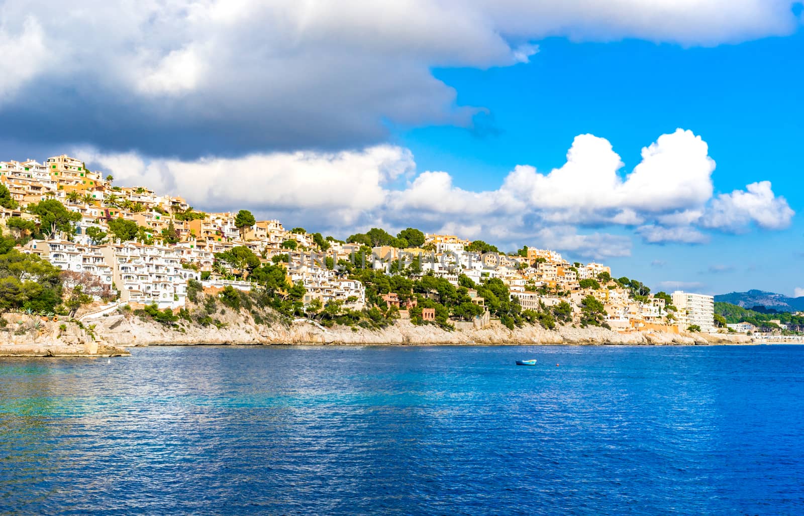 Coastline of Cala Fornells on Majorca, Spain Balearic islands