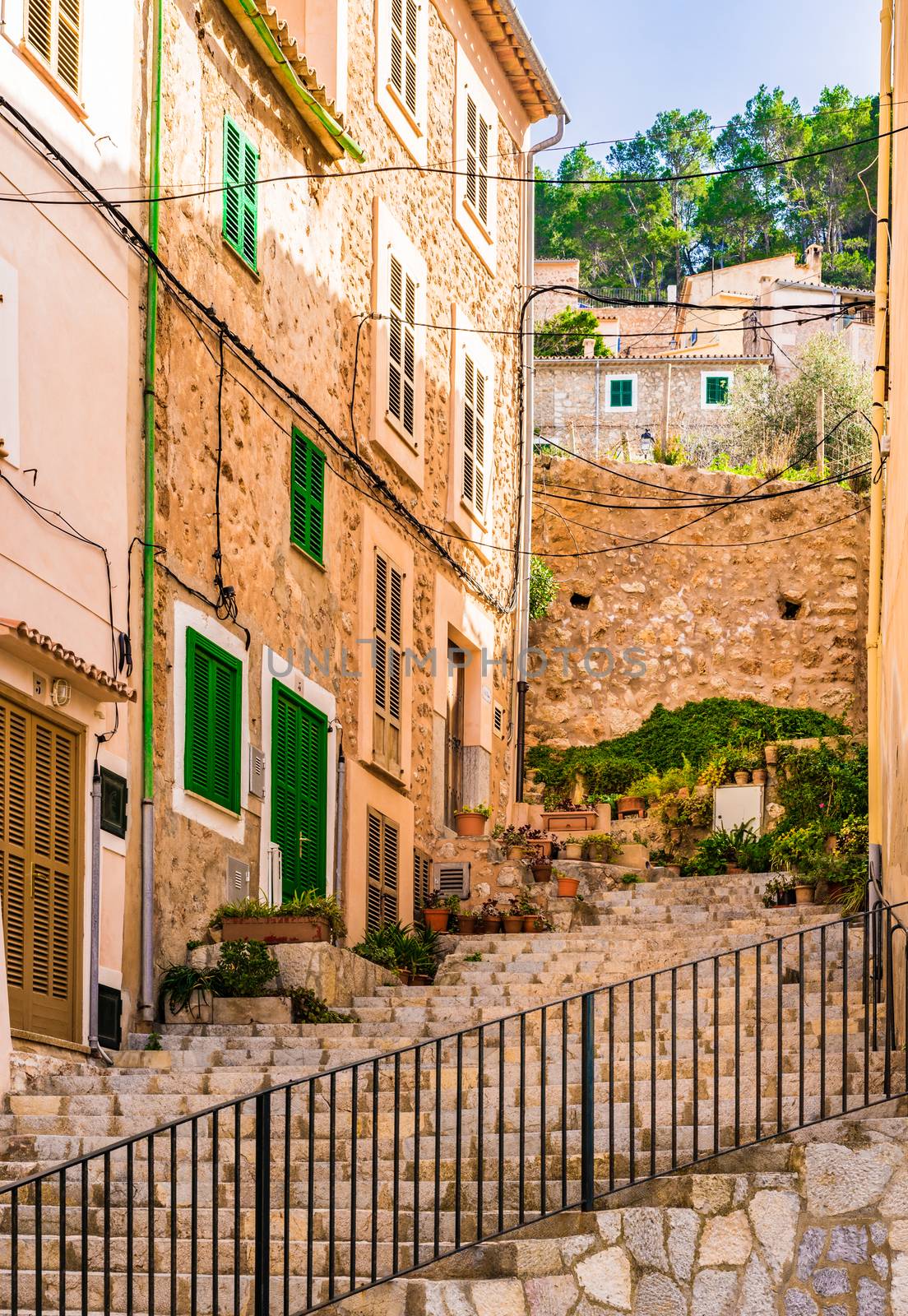 Street in Banyalbufar on Mallorca, Spain Balearic islands