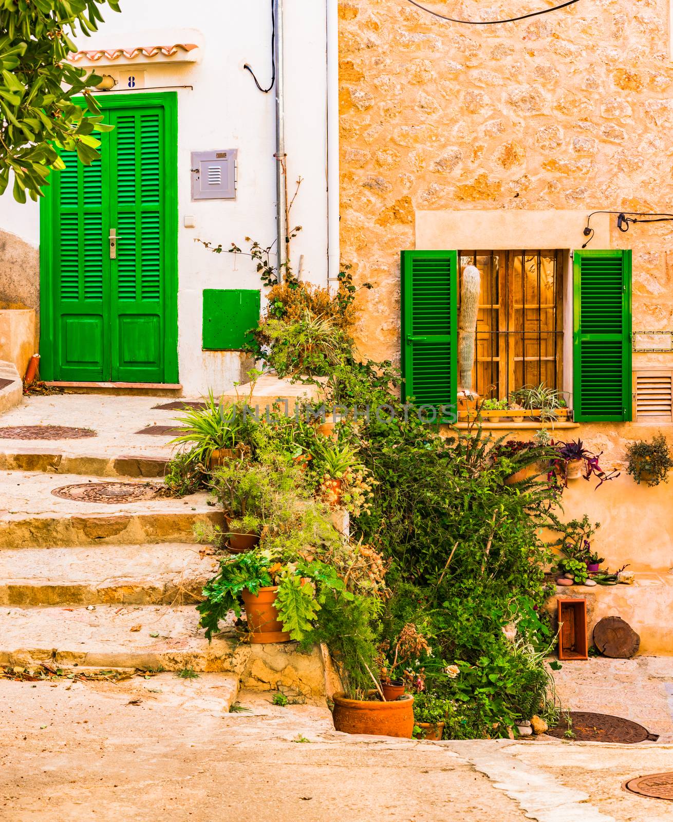 Traditional house in the old village of Banyalbufar on Mallorca, Spain Balearic islands