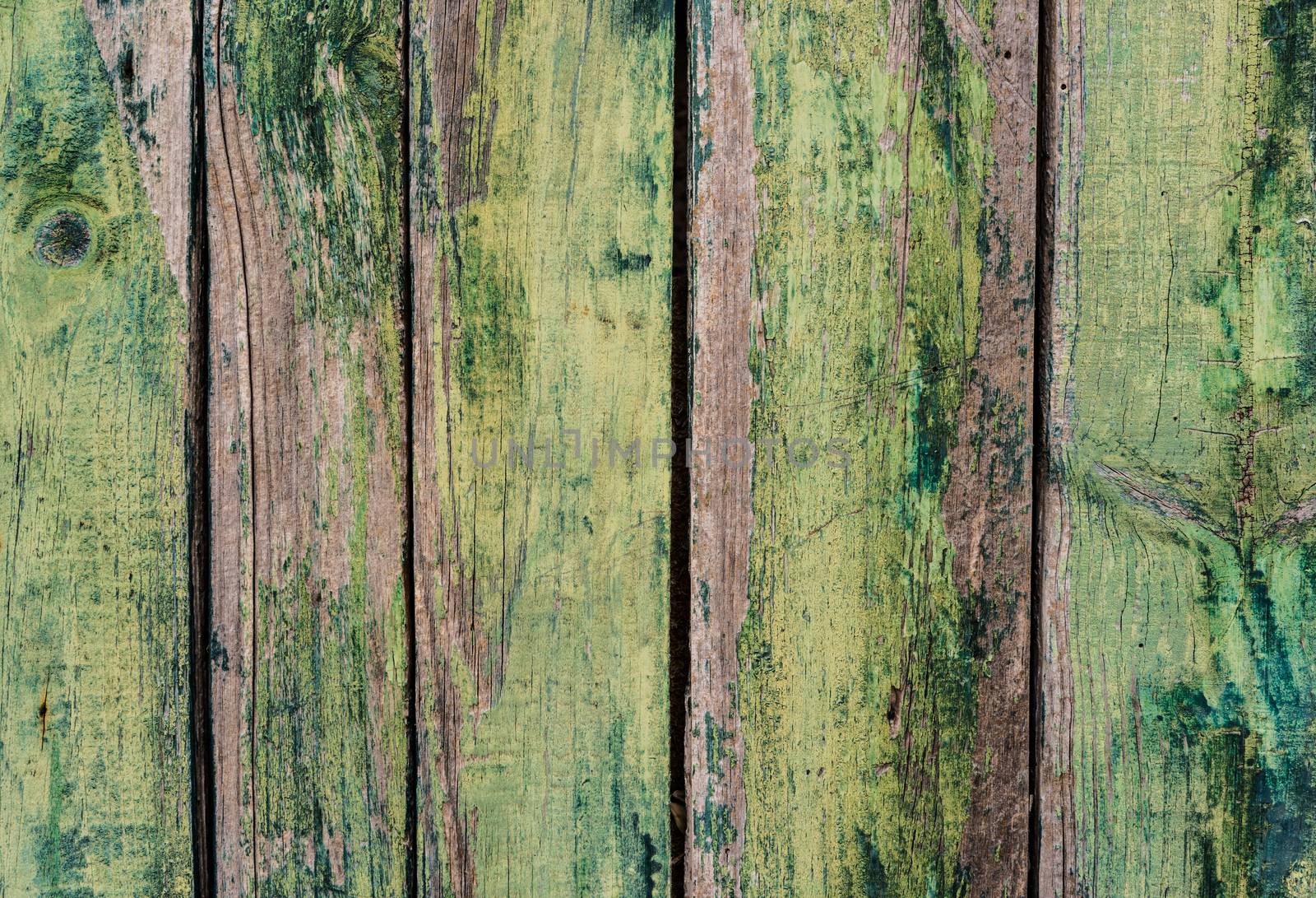 Vintage green wooden boards background texture with copy space