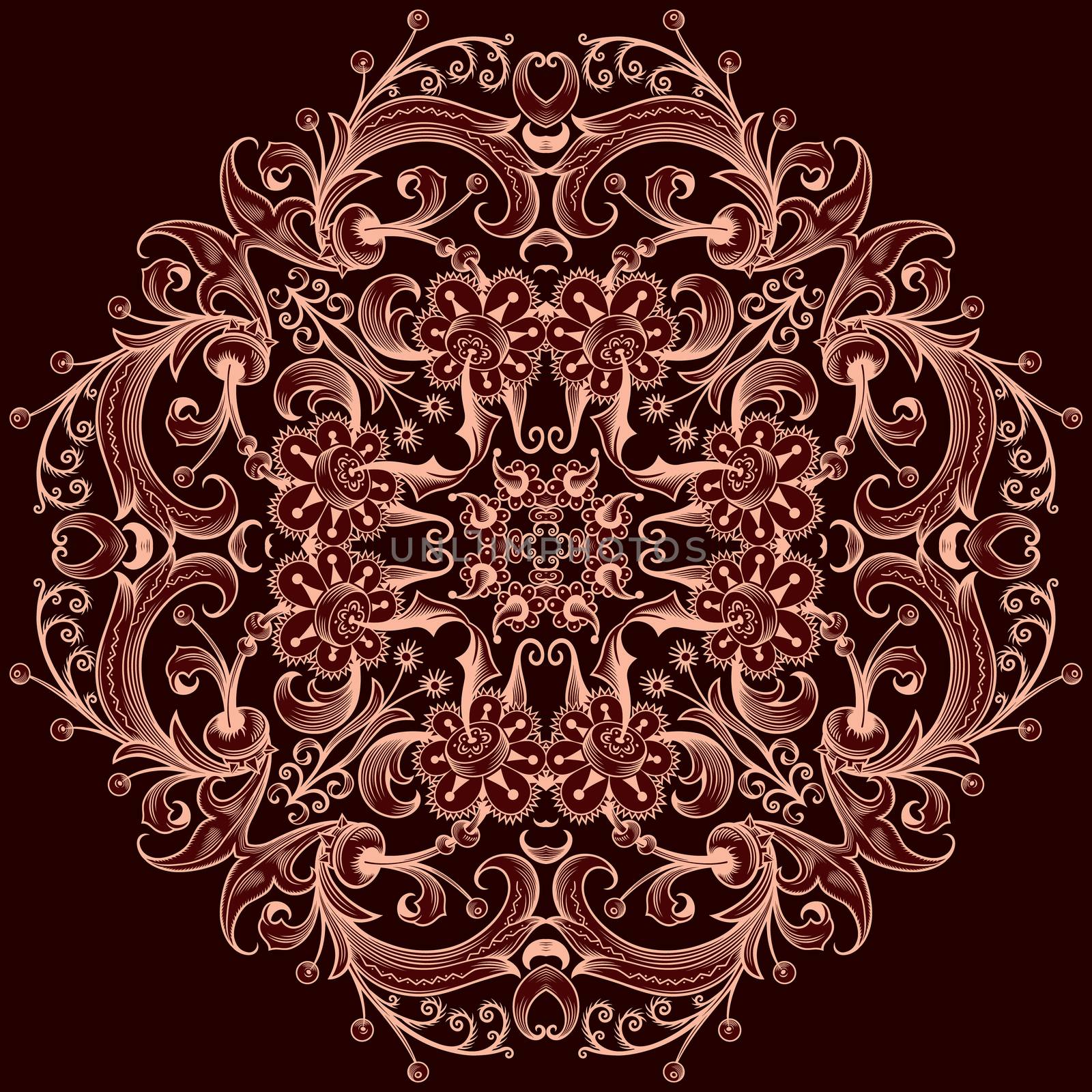 Vector abstract color decorative floral ethnic ornamental illustration.