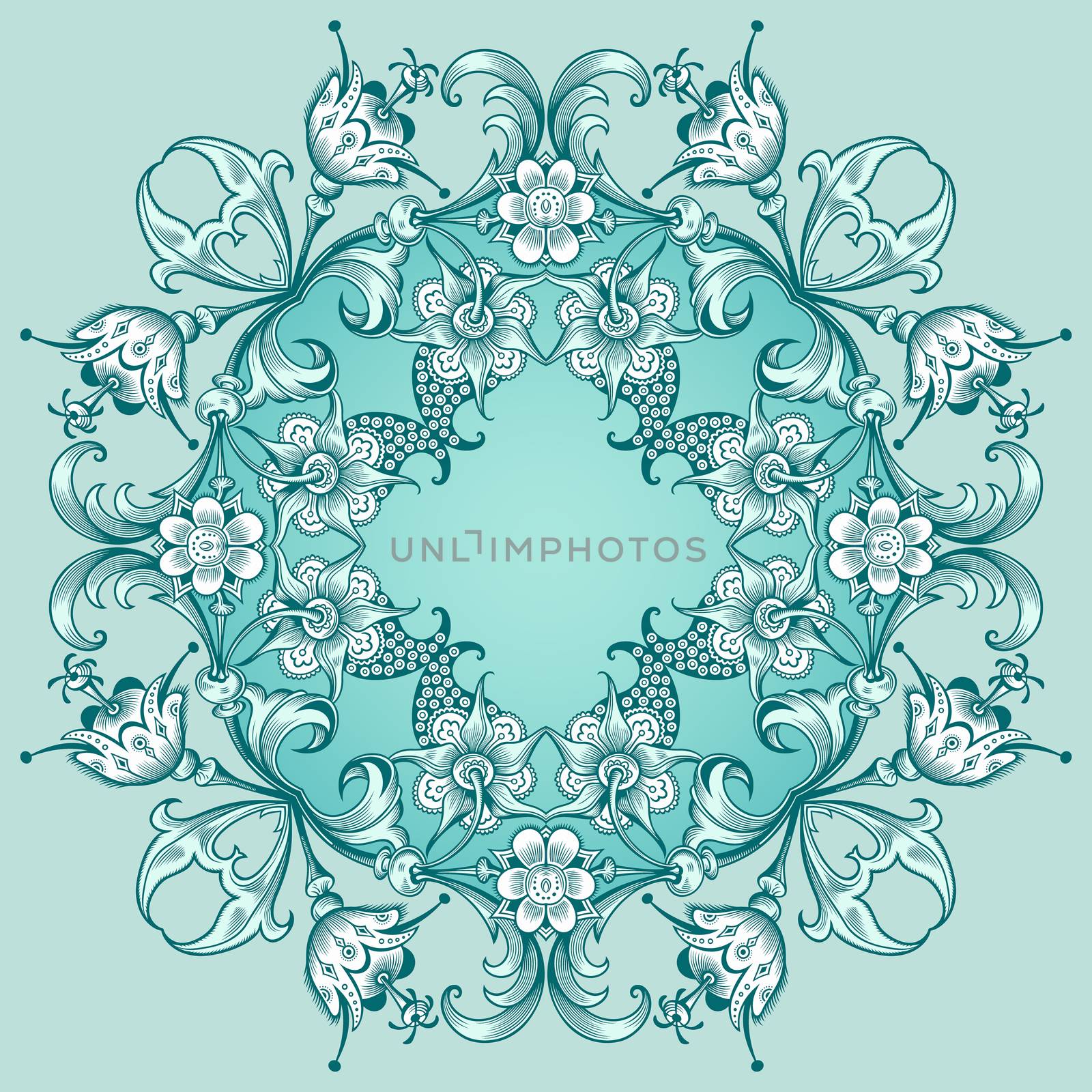 Vector abstract decorative floral ethnic ornamental illustration.