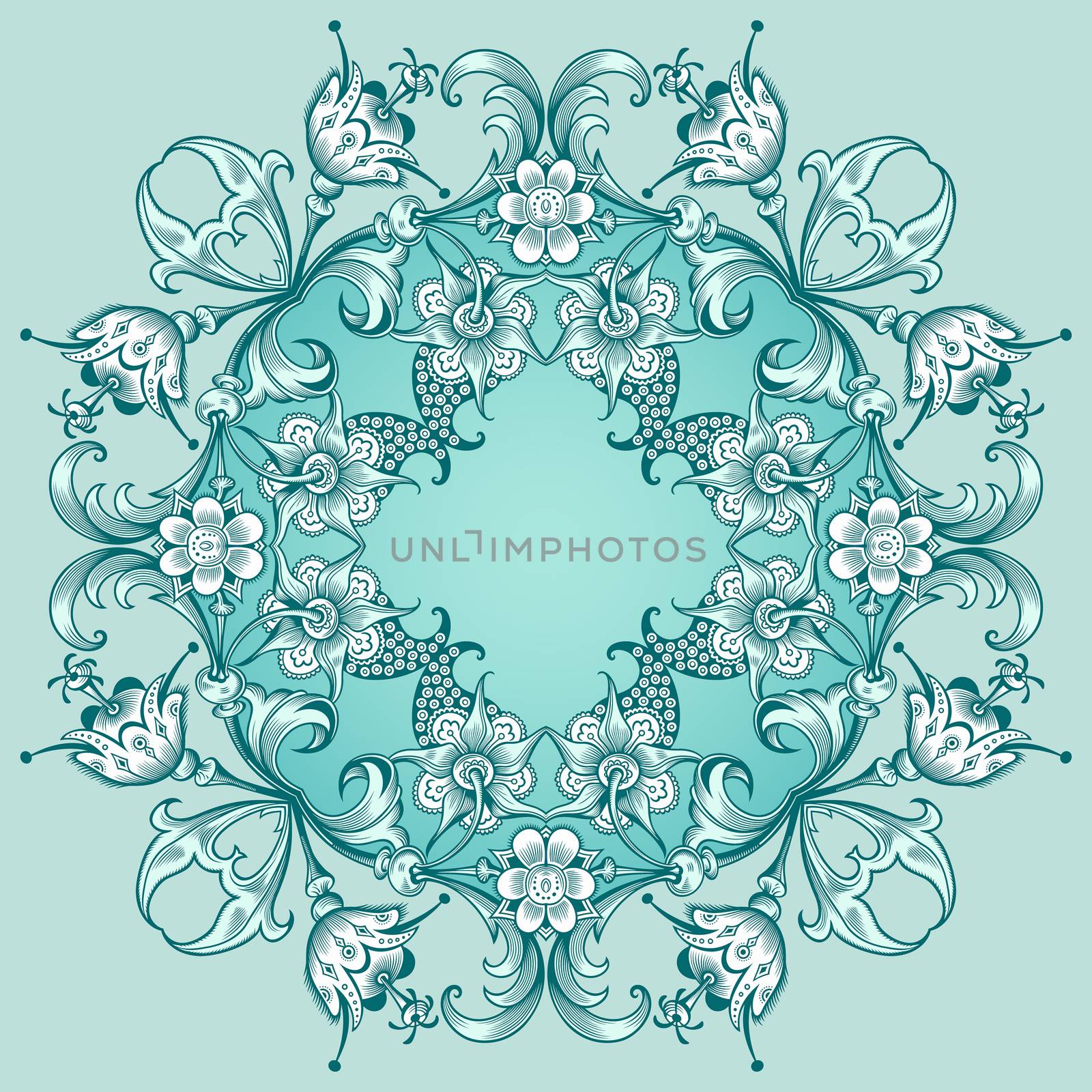 Vector abstract decorative floral ethnic ornamental illustration.