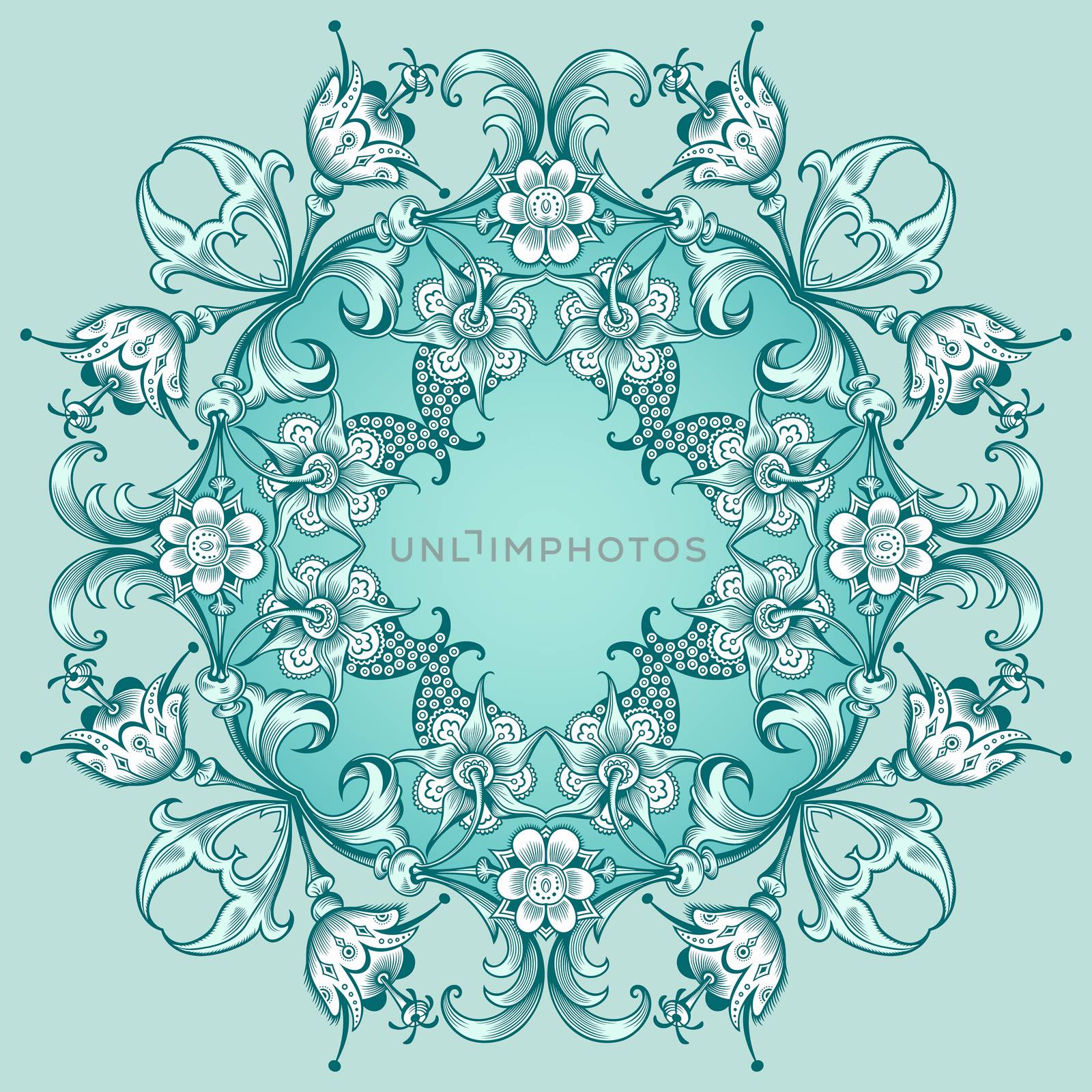 Vector floral ethnic ornamental illustration. by KTVector