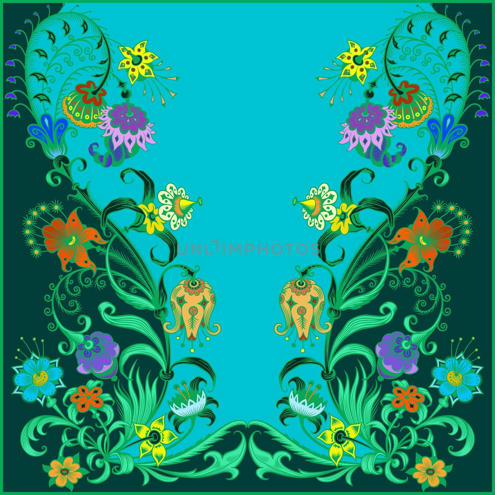 Floral hand drawn vector vintage border. Engraved nature elements and objects illustration. Frame design.