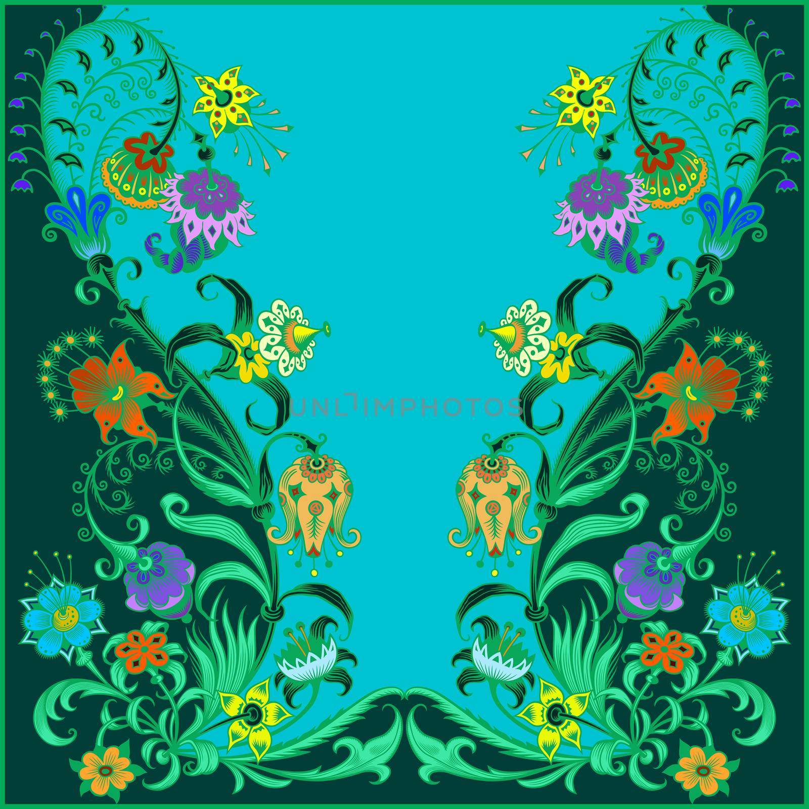 Floral hand drawn vector vintage border. Engraved nature elements and objects illustration. Frame design.