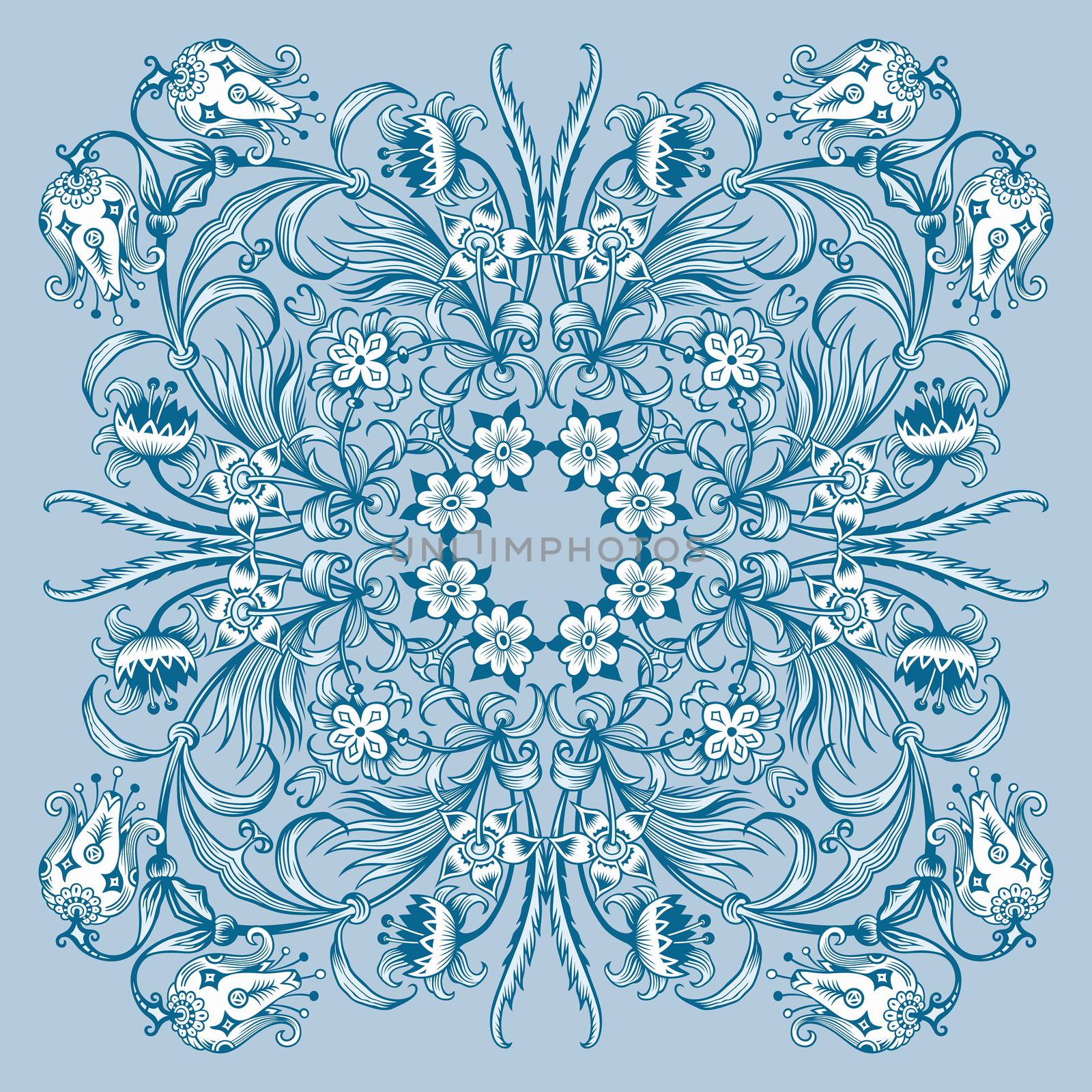 Vector abstract color decorative floral ethnic ornamental illustration.