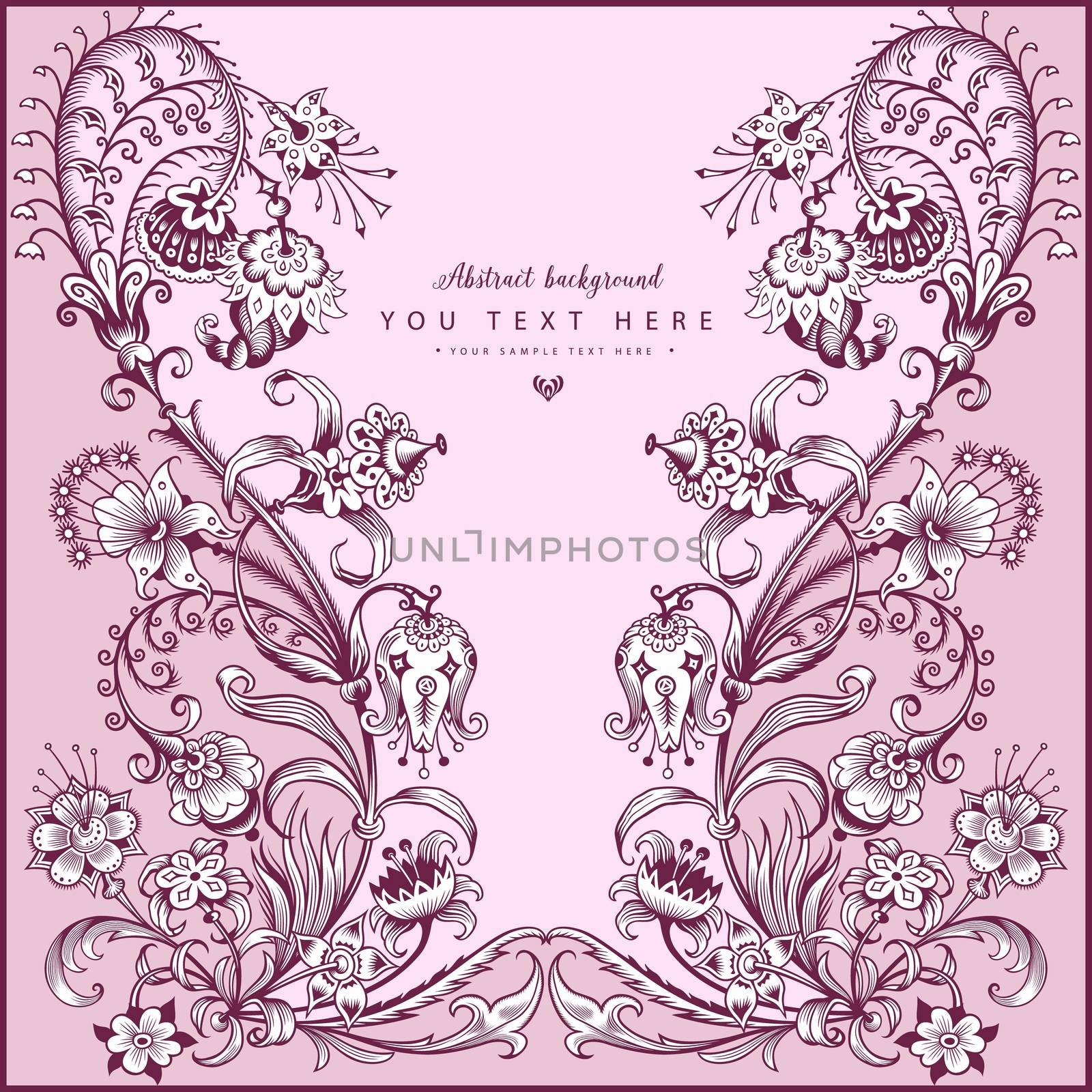 Floral hand drawn vector vintage border by KTVector