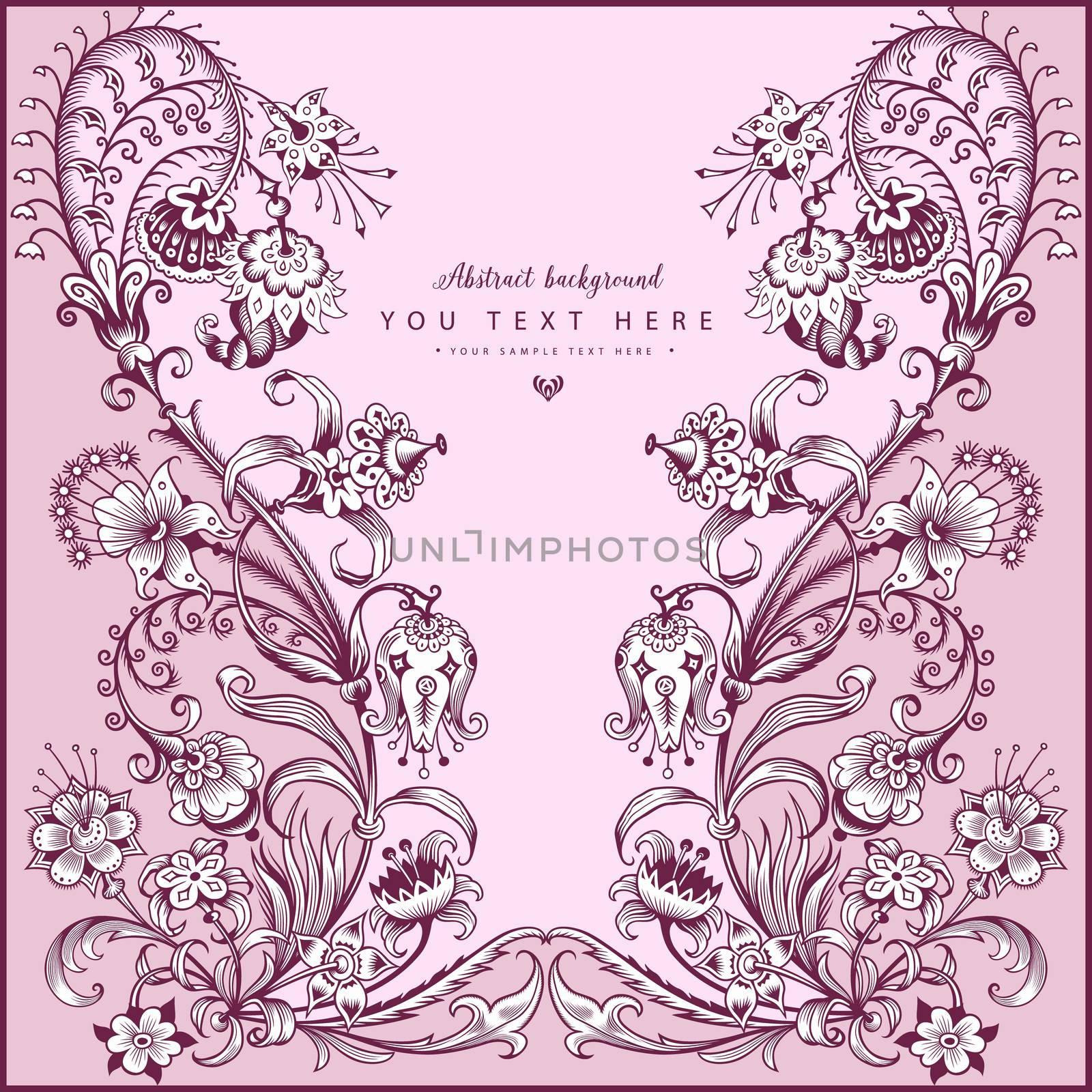 Floral hand drawn vector vintage border. Engraved nature elements and objects illustration. Frame design.