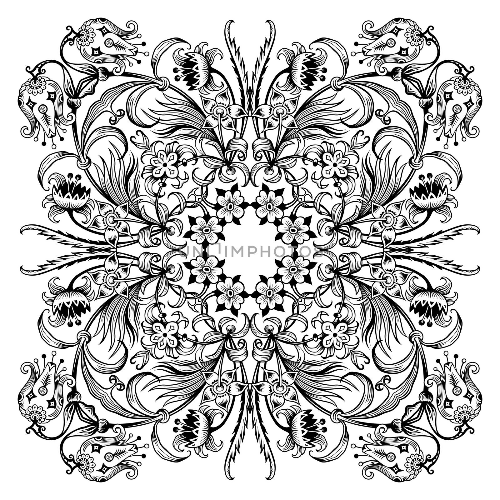 Vector floral ethnic ornamental illustration. by KTVector