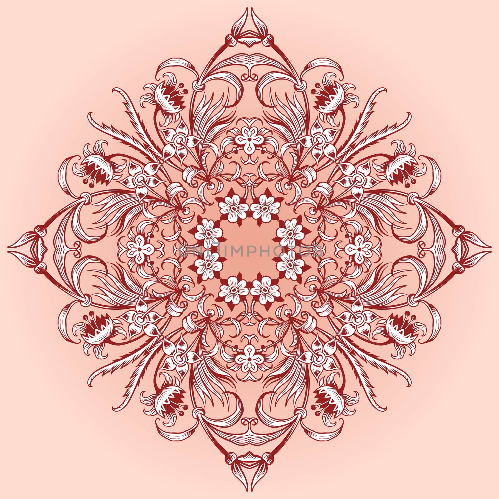 Vector abstract color decorative floral ethnic ornamental illustration.