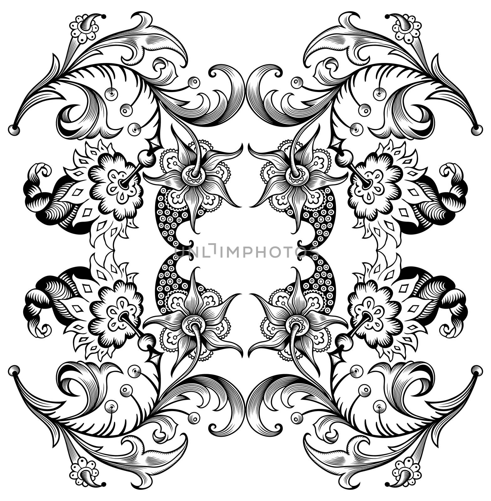 Floral hand drawn vector vintage border. by KTVector